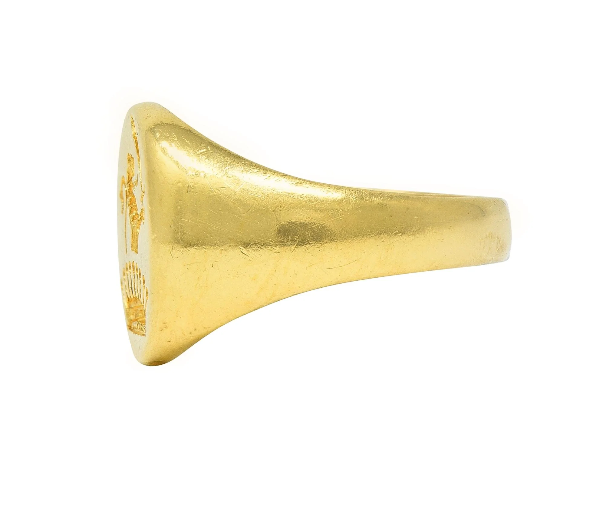 Victorian 18 Karat Yellow Gold Heraldic Lion Intaglio Antique Unisex Signet Ring - Image 5