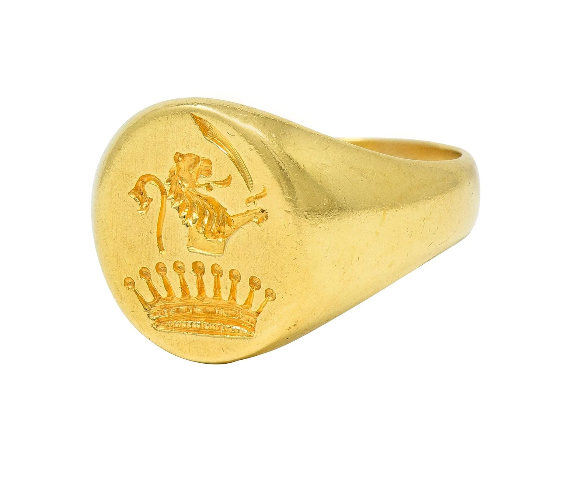 Victorian 18 Karat Yellow Gold Heraldic Lion Intaglio Antique Unisex Signet Ring - Image 6