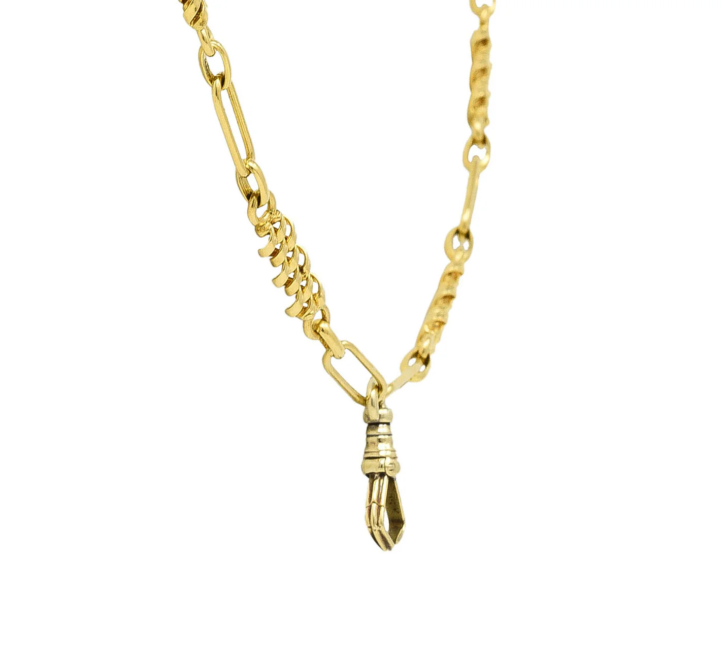 Victorian 18 Karat Yellow Gold Woven Twist Antique Chain Link Necklace - Image 3