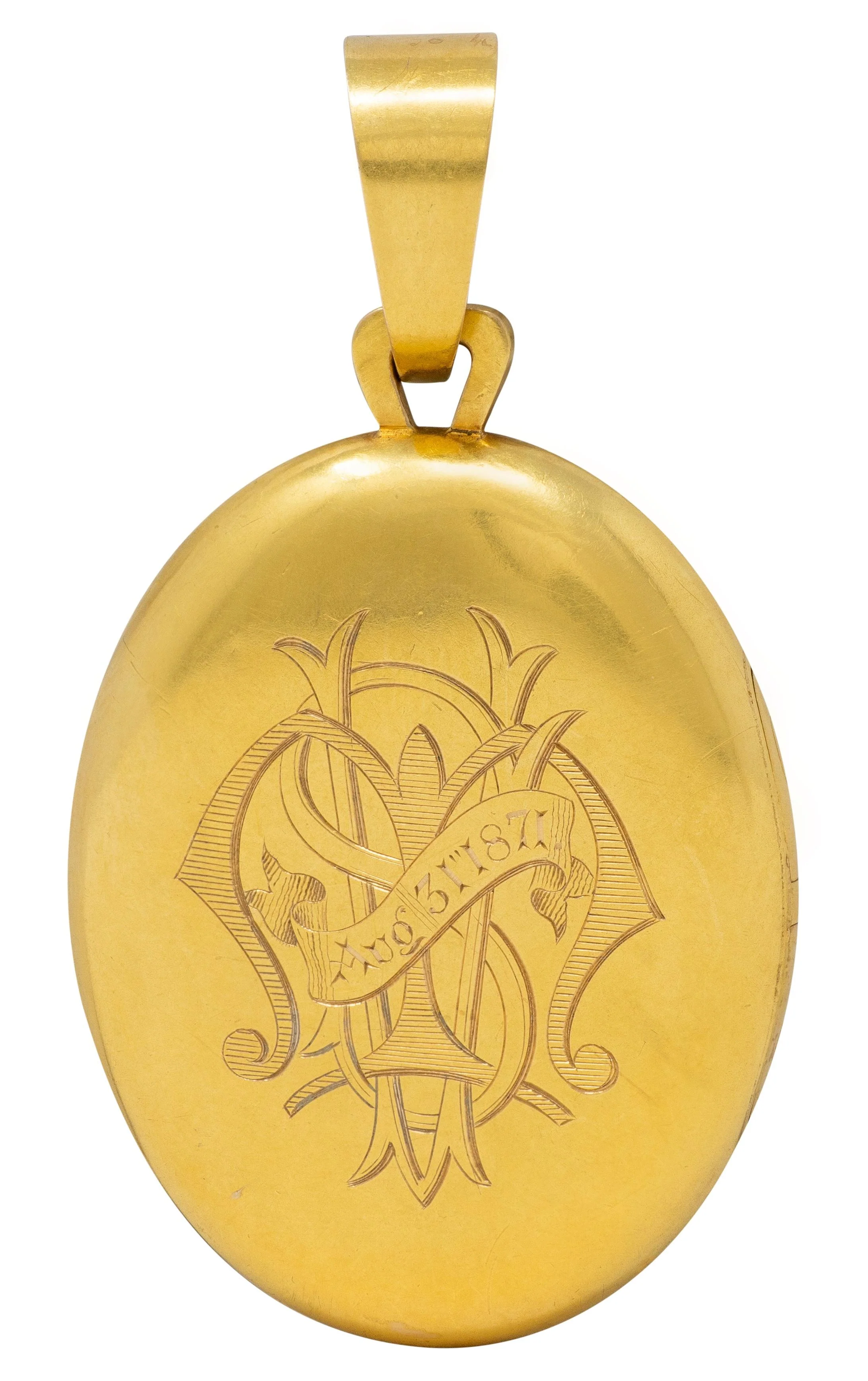 Victorian 1871 Painted Enamel 18 Karat Yellow Gold Antique Locket Pendant - Image 4