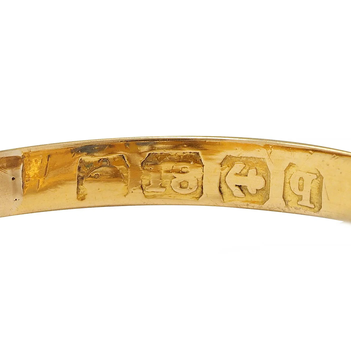 Victorian 1890 Sapphire Diamond 18 Karat Yellow Gold Antique Three Stone Belcher Band Ring - Image 13