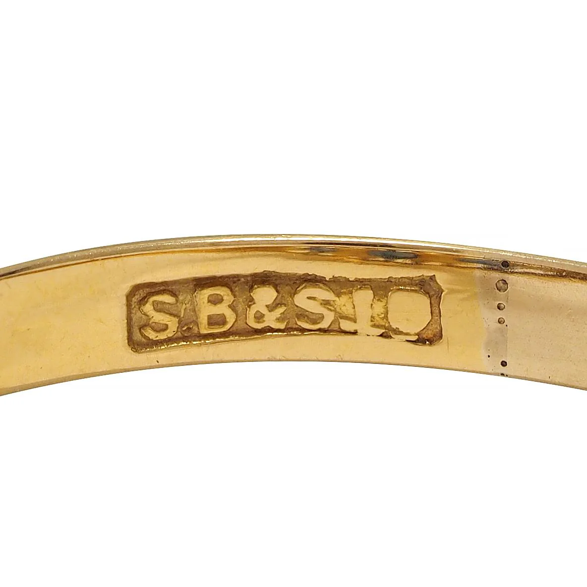 Victorian 1890 Sapphire Diamond 18 Karat Yellow Gold Antique Three Stone Belcher Band Ring - Image 8