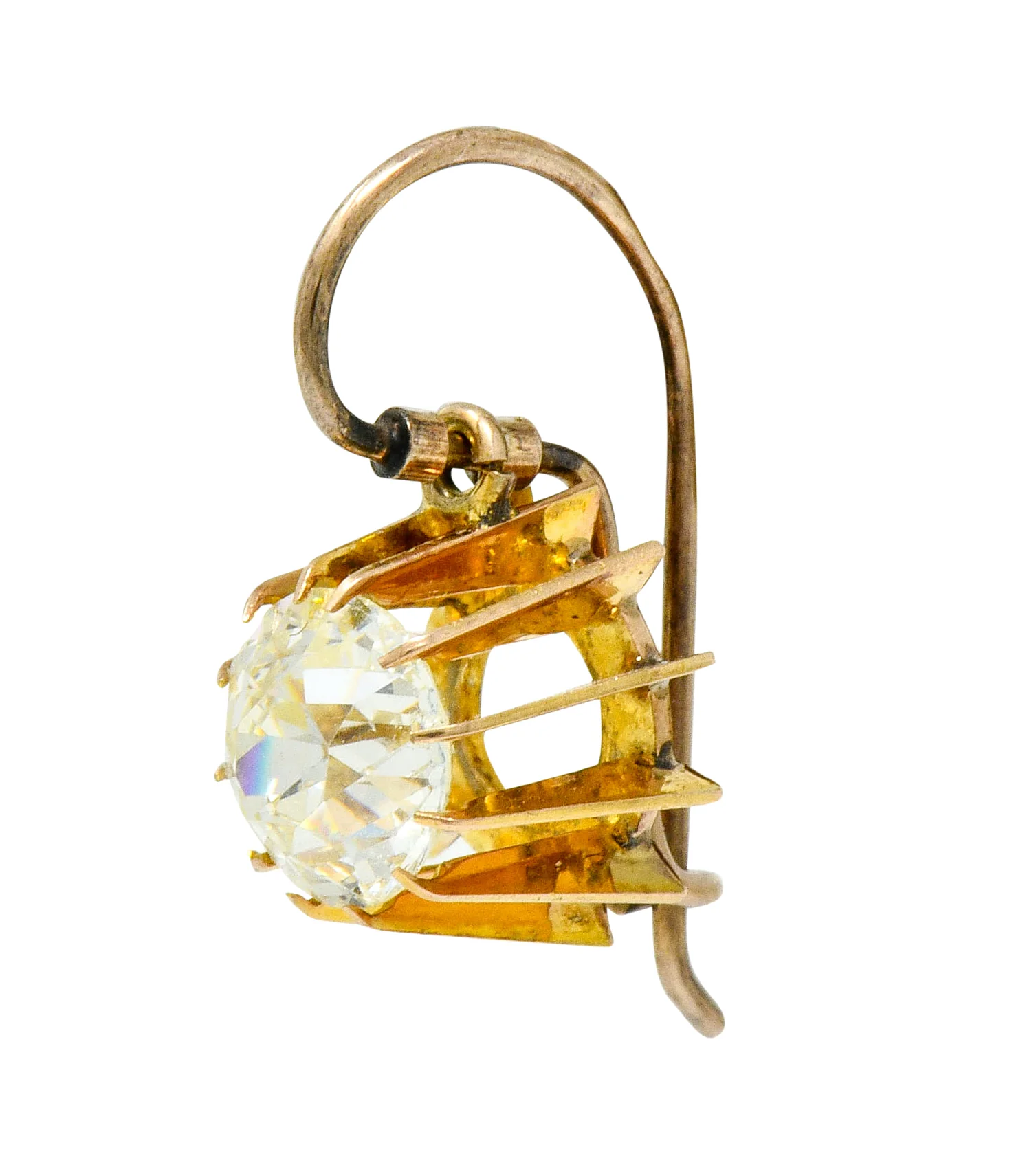 Victorian 2.04 CTW Old European Diamond Gold Articulated Drop Earrings - Image 2