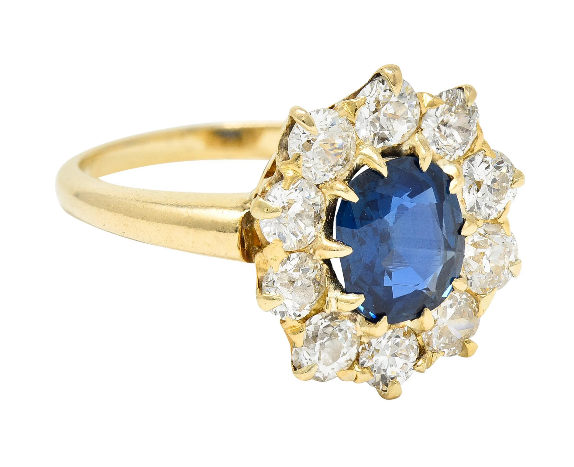 Victorian 2.15 CTW Sapphire Diamond 14 Karat Gold Cluster Ring - Image 2