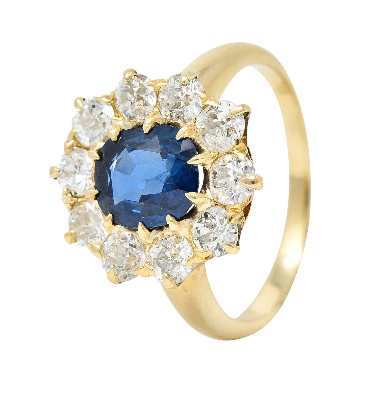 Victorian 2.15 CTW Sapphire Diamond 14 Karat Gold Cluster Ring - Image 9