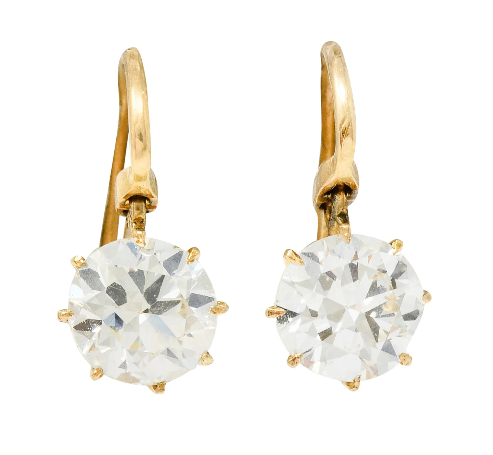 Victorian 2.17 CTW Diamond 14 Karat Gold Drop Earrings GIA