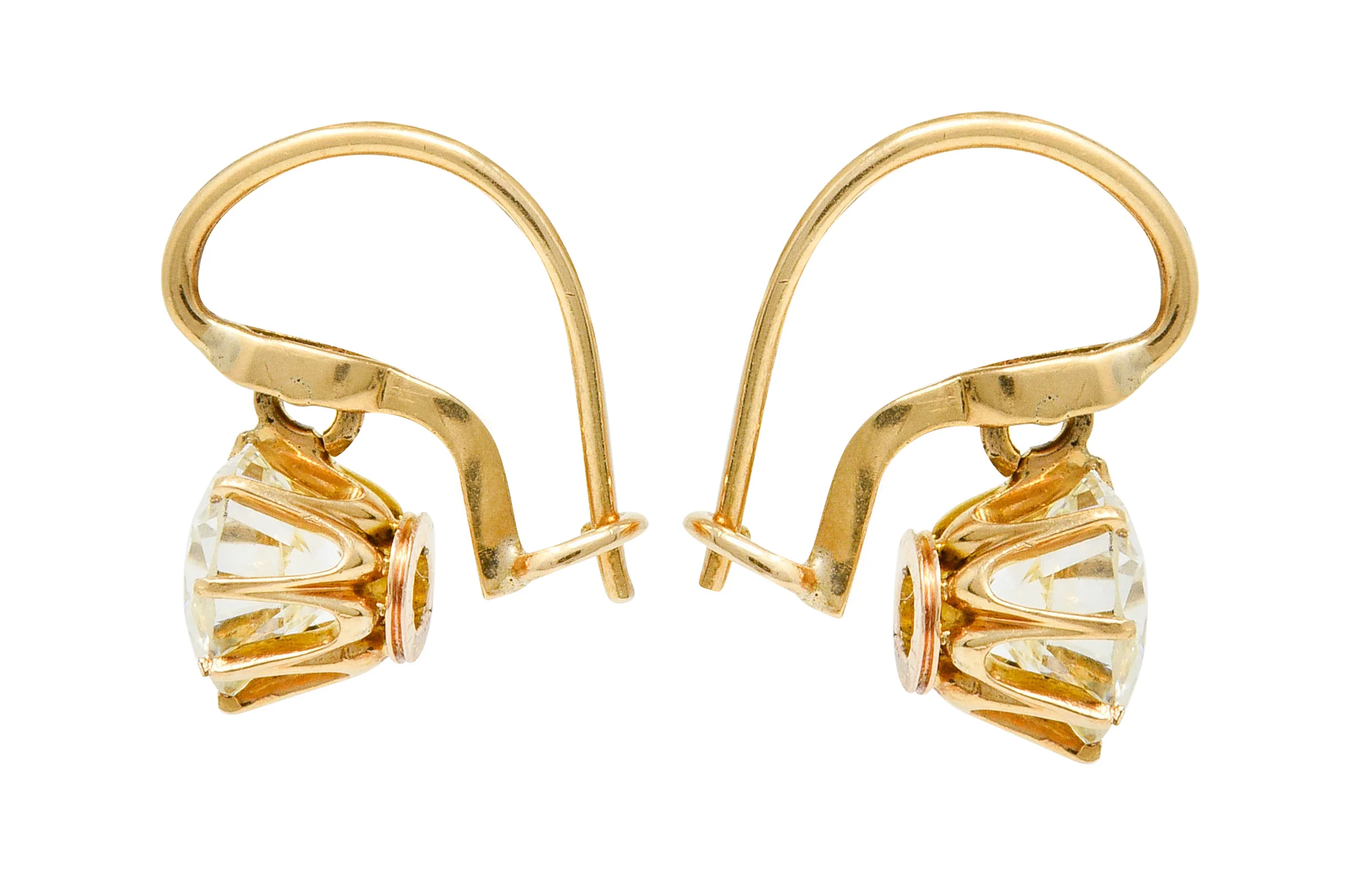 Victorian 2.17 CTW Diamond 14 Karat Gold Drop Earrings GIA - Image 5
