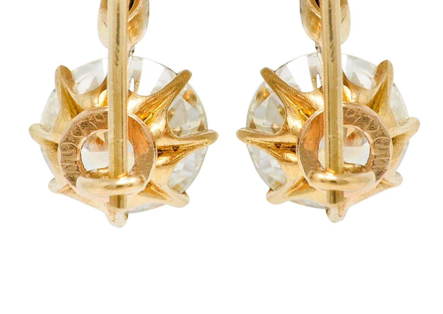 Victorian 2.17 CTW Diamond 14 Karat Gold Drop Earrings GIA - Image 6
