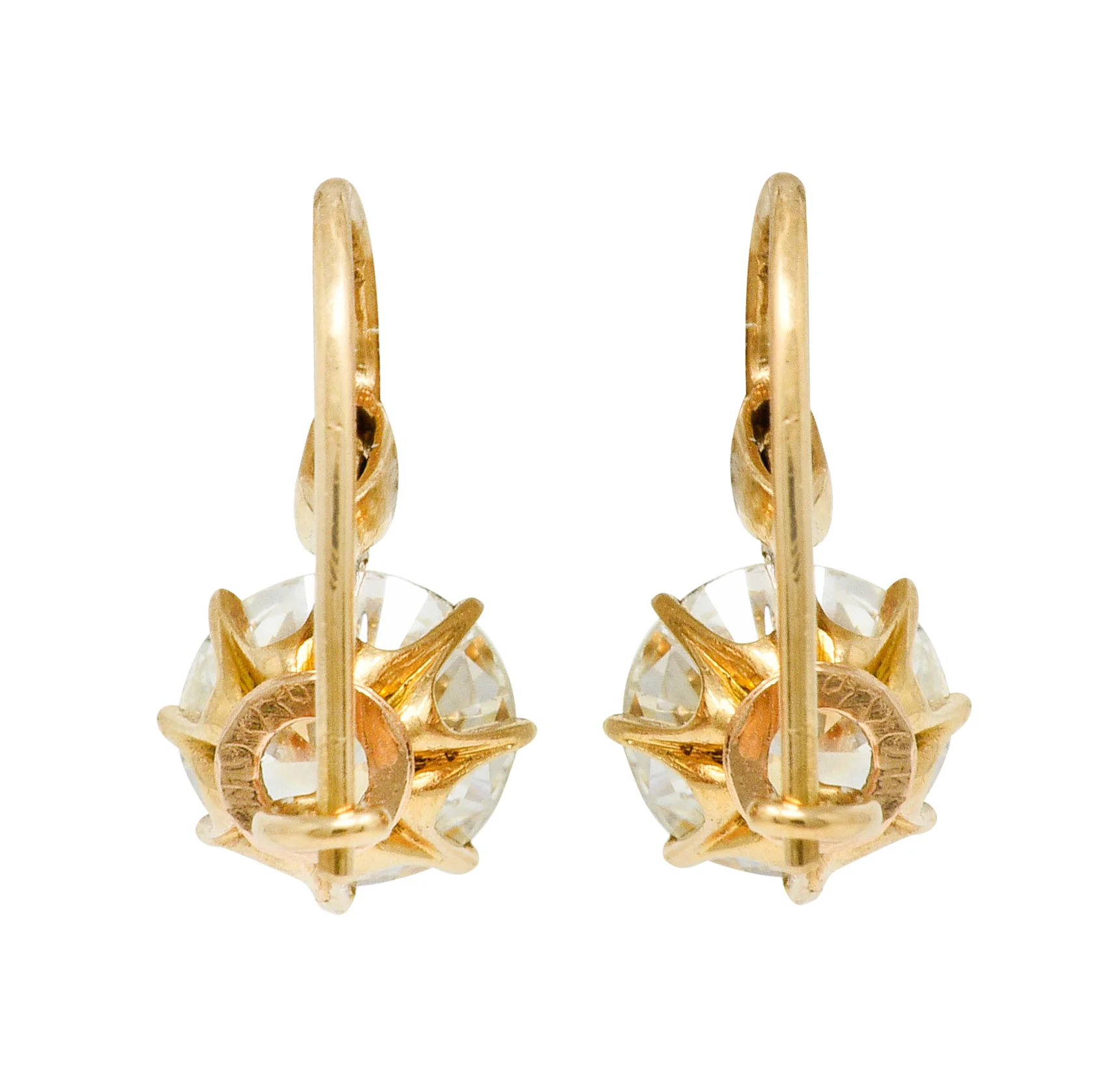 Victorian 2.17 CTW Diamond 14 Karat Gold Drop Earrings GIA - Image 7