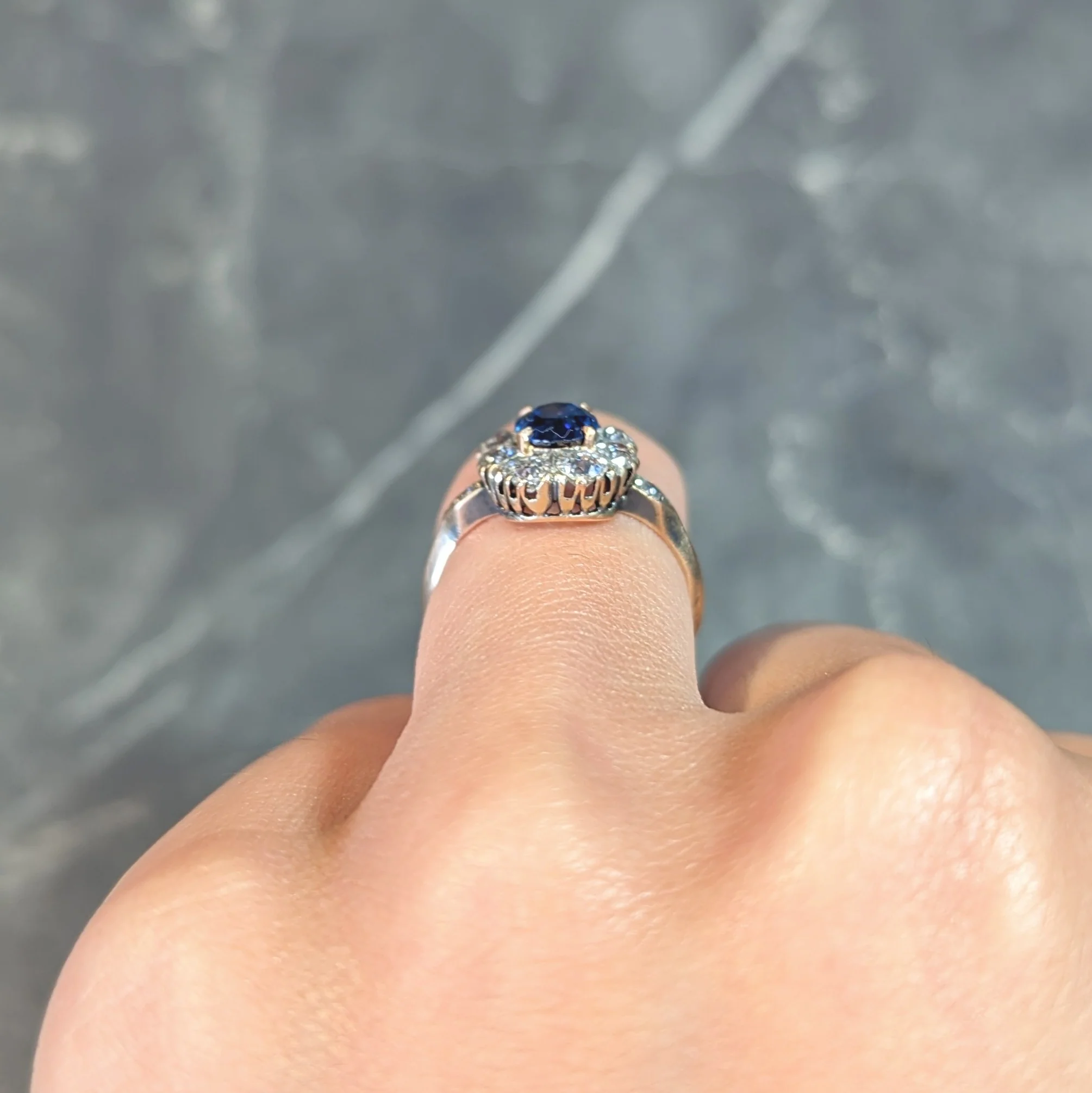 Victorian 2.18 CTW No Heat Burma Sapphire Diamond 18 Karat Rose Gold Antique Halo Ring AGL - Image 14
