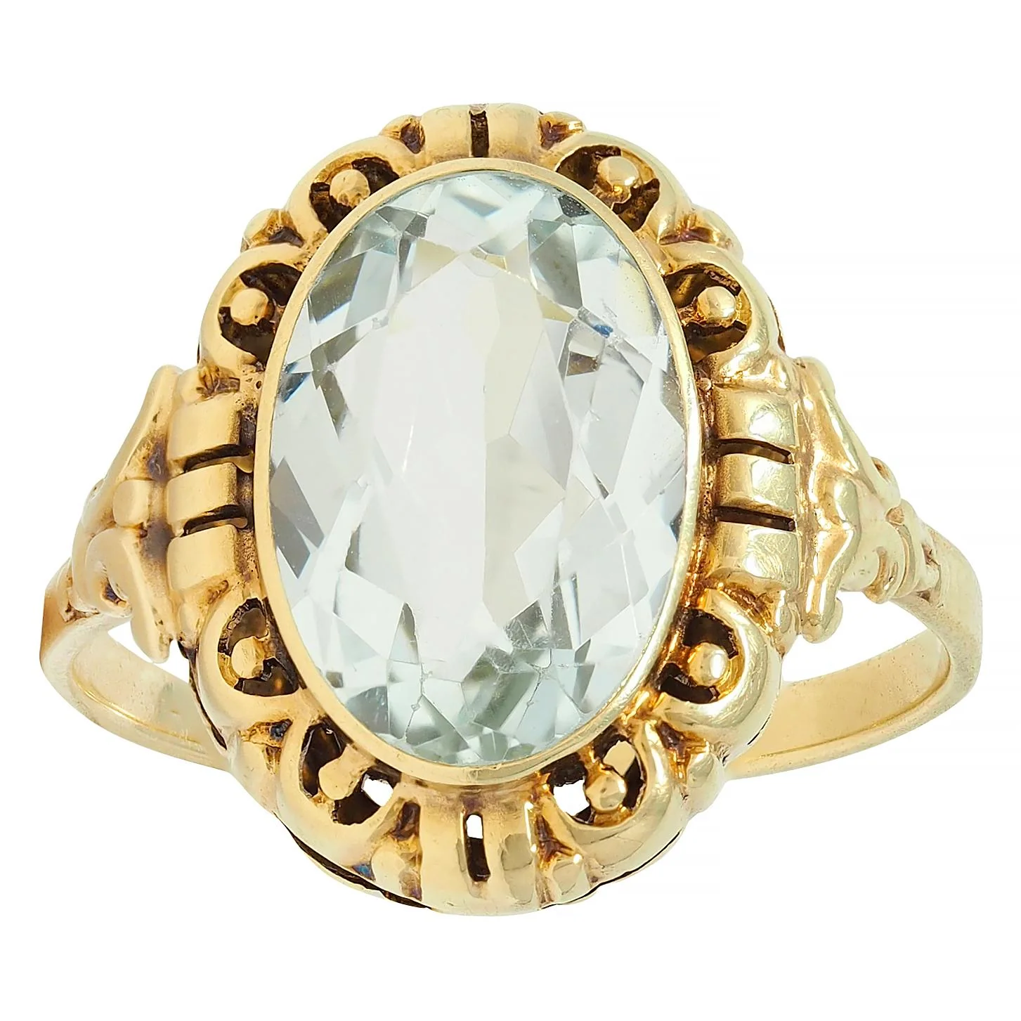 Victorian 3.02 CTW Aquamarine 14 Karat Yellow Gold Antique Ring - Image 8