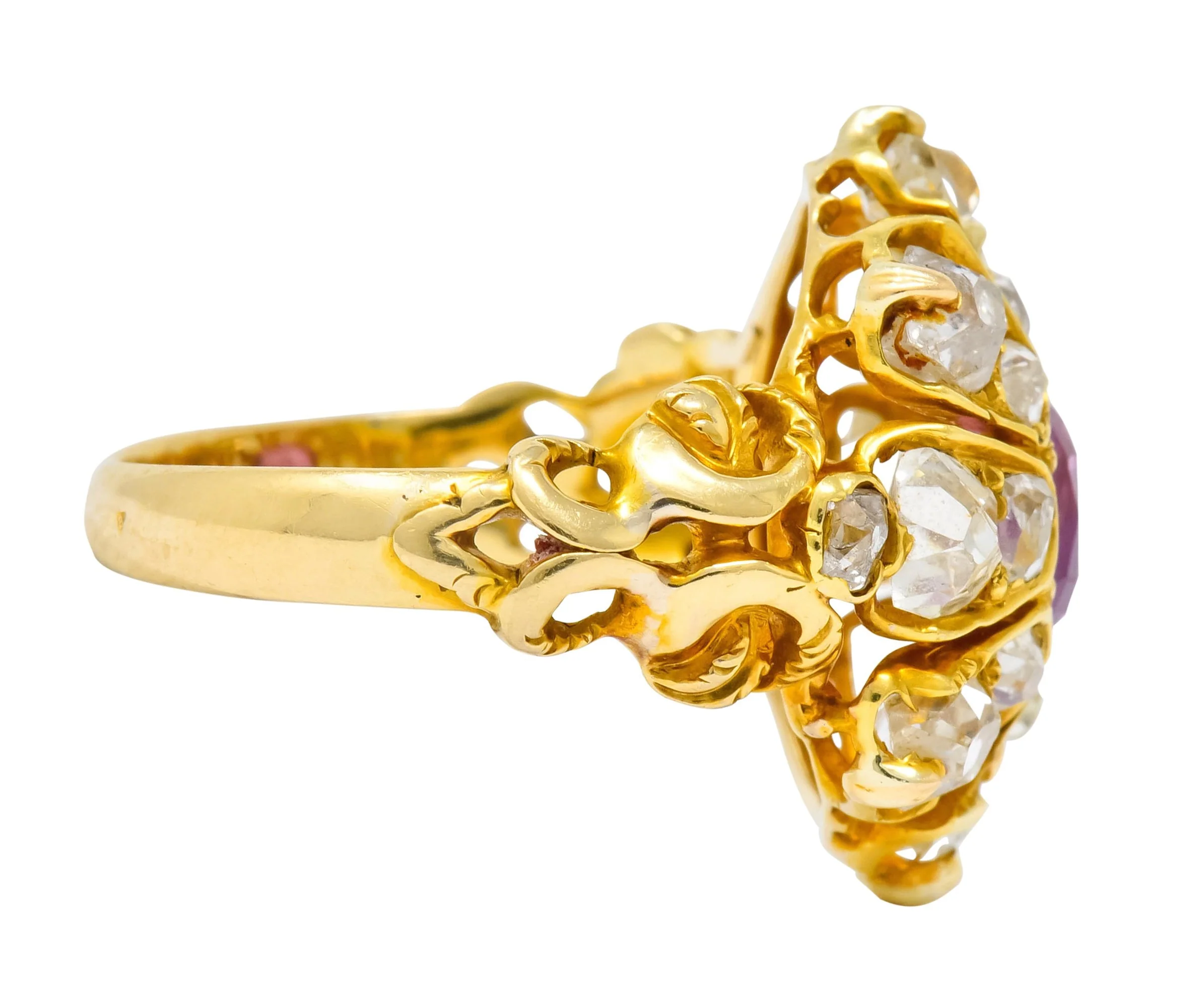 Victorian 3.10 CTW Ruby Diamond 18 Karat Gold Cluster Ring - Image 3