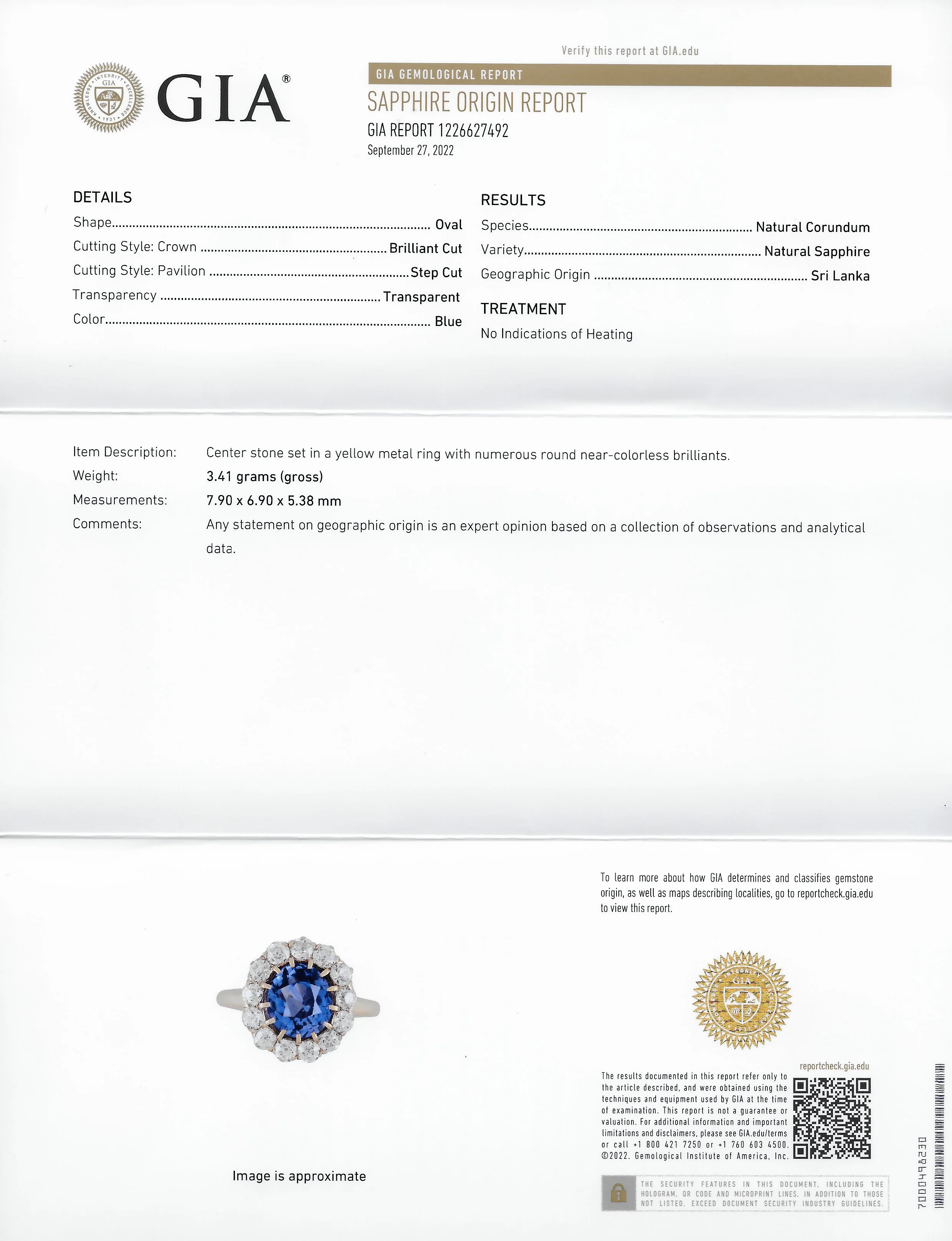 Victorian 3.95 CTW No-Heat Ceylon Sapphire Old Mine Cut Diamond 14 Karat Yellow Gold Antique Halo Gemstone Ring GIA - Image 11