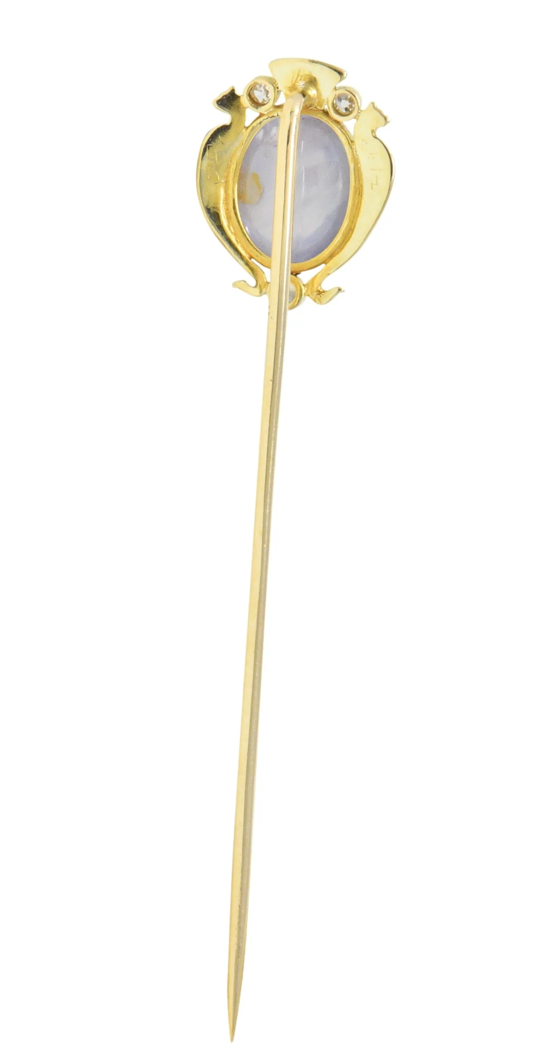 Victorian 4.47 CTW Star Sapphire Diamond Enamel 14 Karat Gold Scarab Stickpin - Image 4