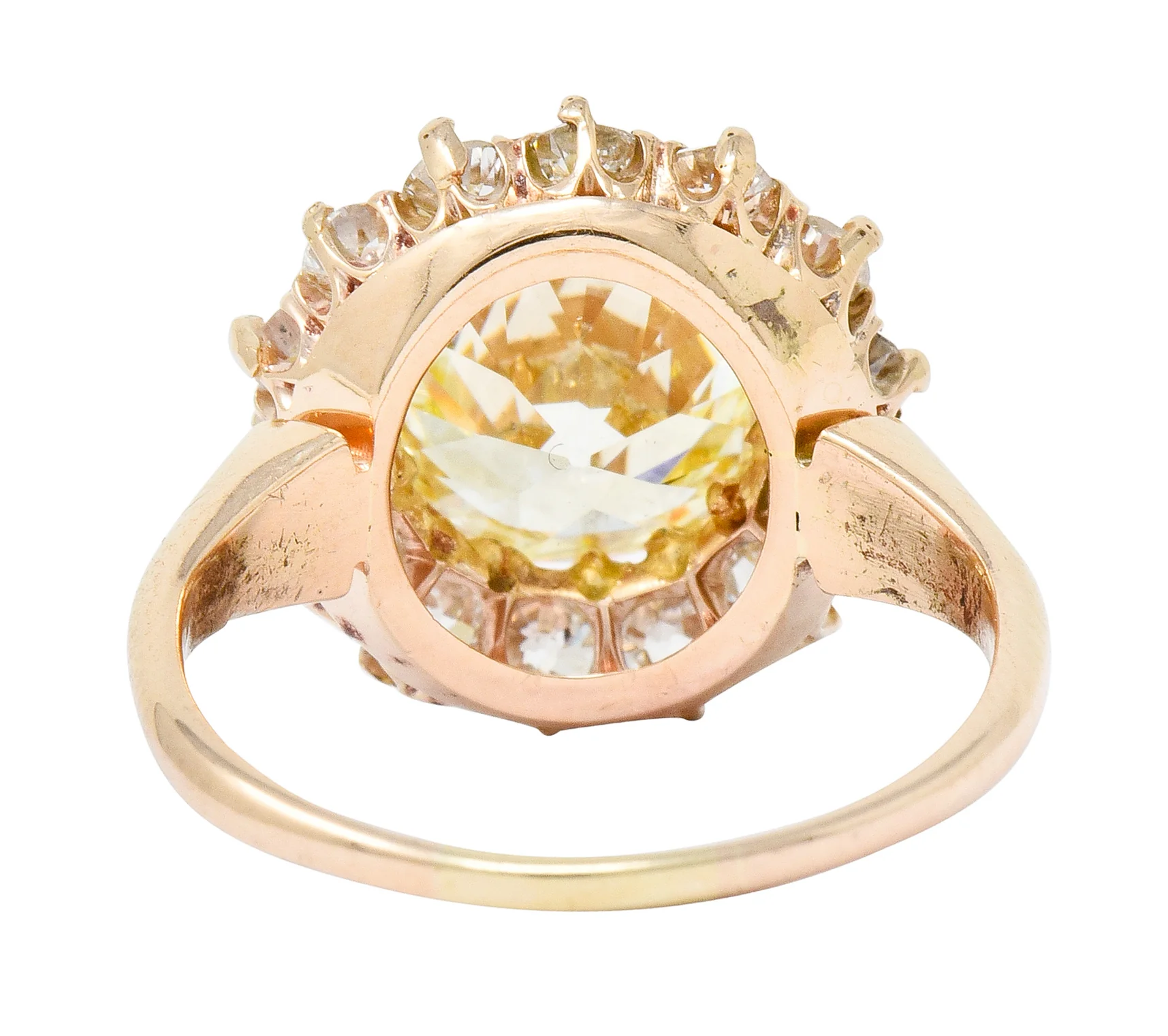 Victorian 4.94 CTW Old European Cut Diamond 14 Karat Rose Gold Cluster Engagement Ring GIA - Image 4