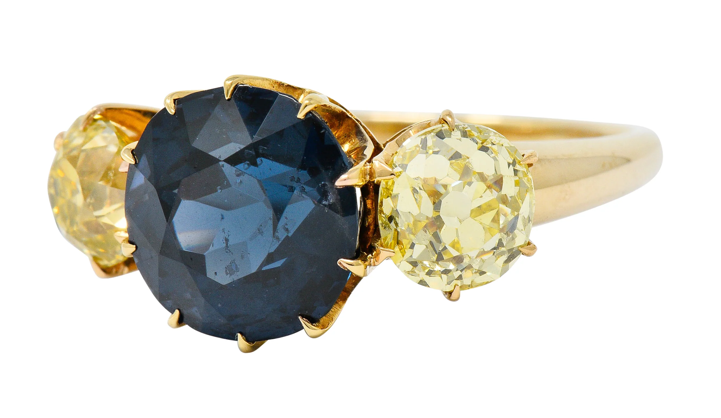 Victorian 6.64 CTW Natural Spinel Diamond 18 Karat Rose Gold Three Stone Ring AGL GIA - Image 5