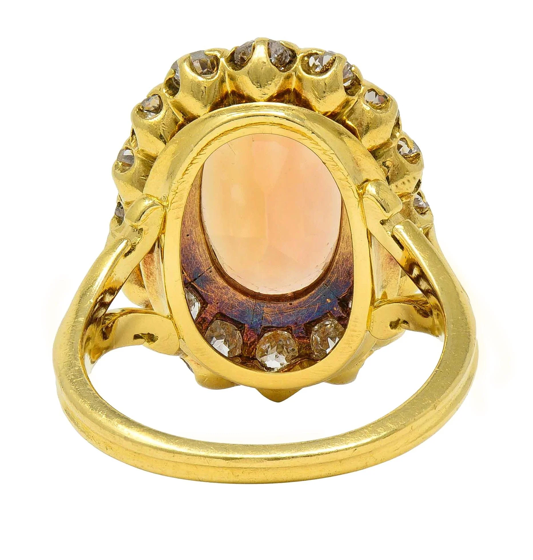 Victorian 7.50 CTW Imperial Topaz Diamond 18 Karat Yellow Gold Antique Halo Ring - Image 4