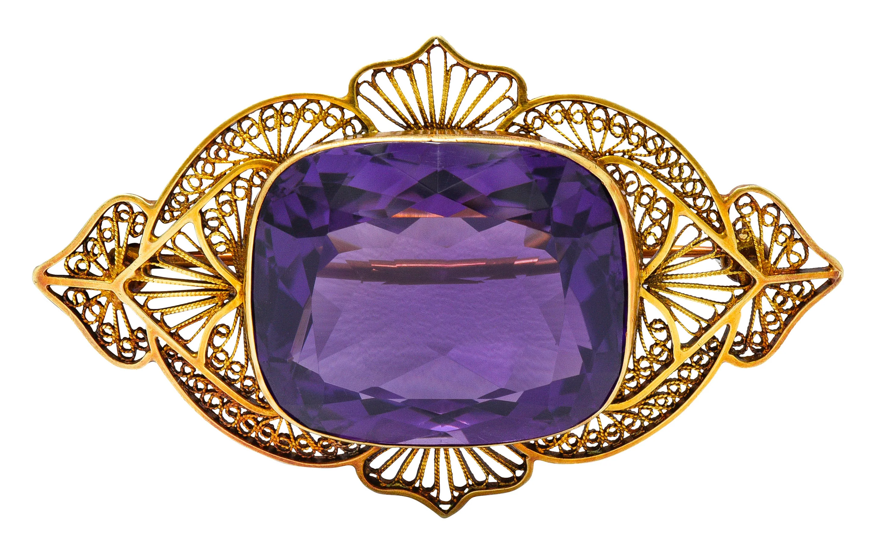 Victorian Amethyst 18 Karat Gold Brooch Circa 1900