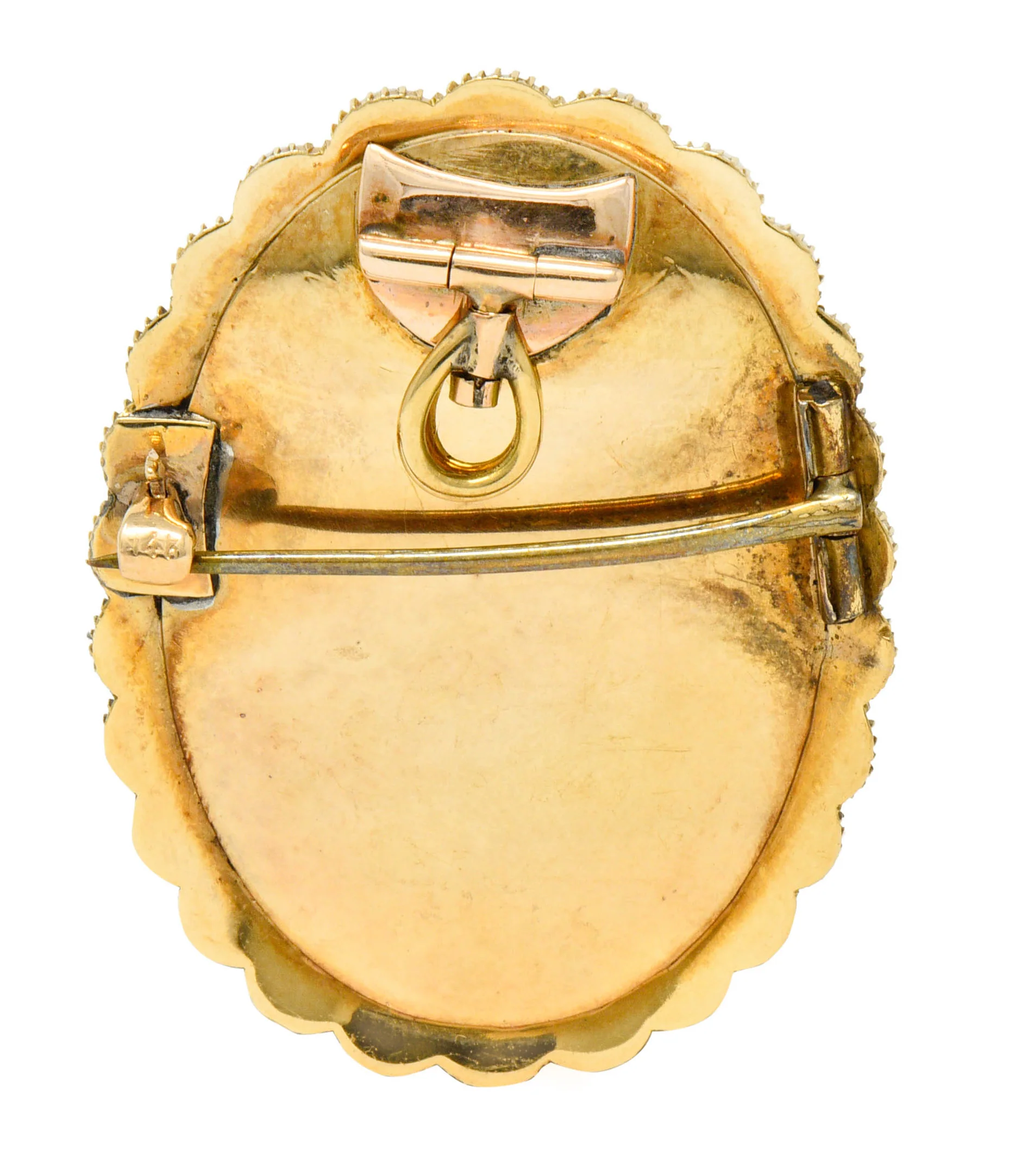 Victorian Amethyst Pearl 14 Karat Gold Cameo Cluster Pendant Brooch - Image 4