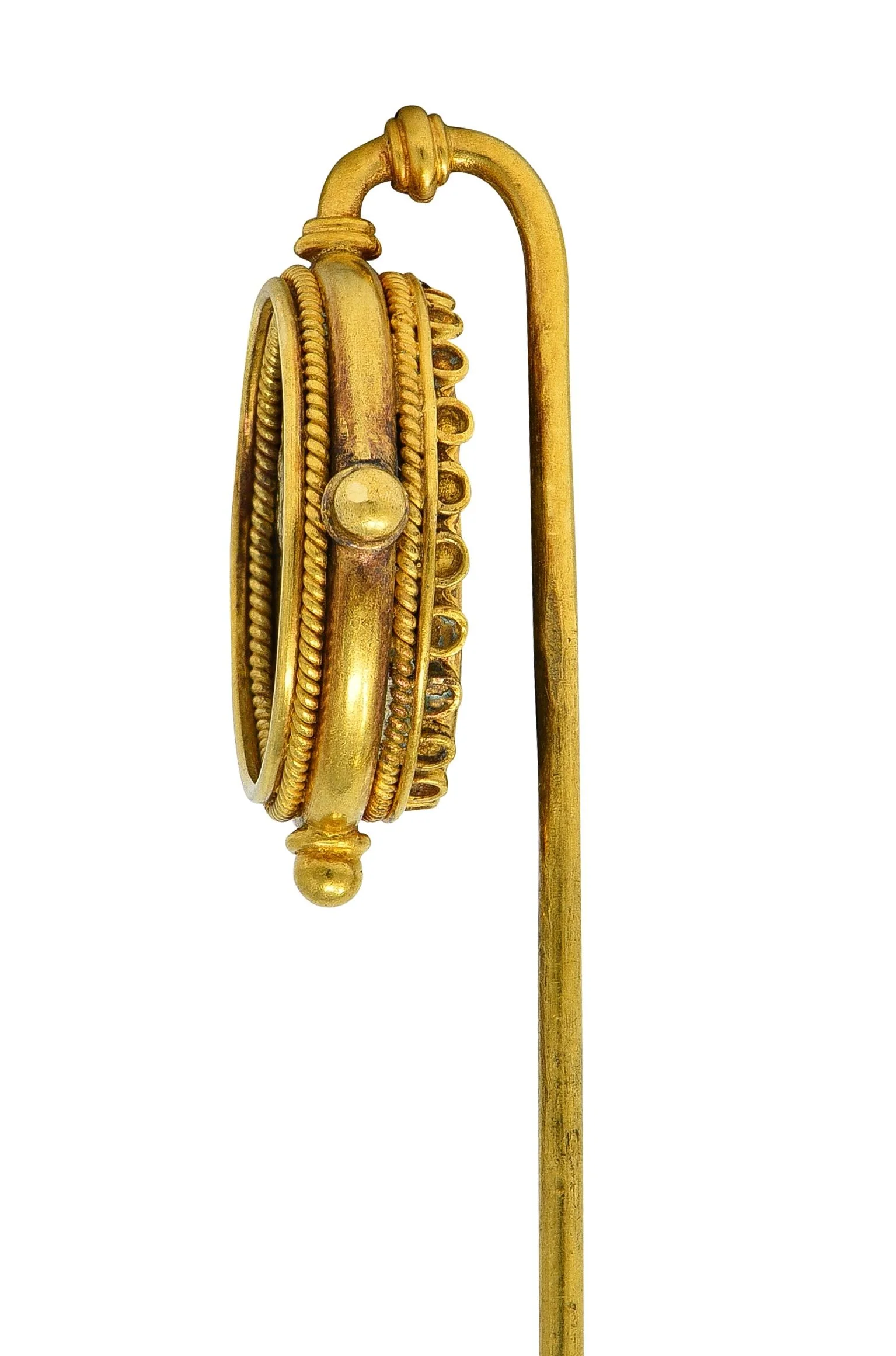 Victorian Ancient Carthaginian Shekel Zeus Coin 18 Karat Yellow Gold Antique Stickpin - Image 5