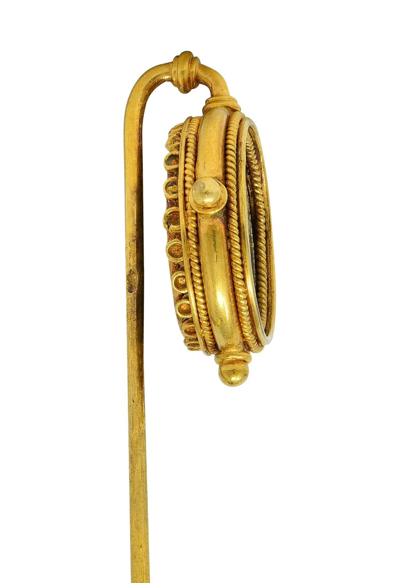 Victorian Ancient Carthaginian Shekel Zeus Coin 18 Karat Yellow Gold Antique Stickpin - Image 7