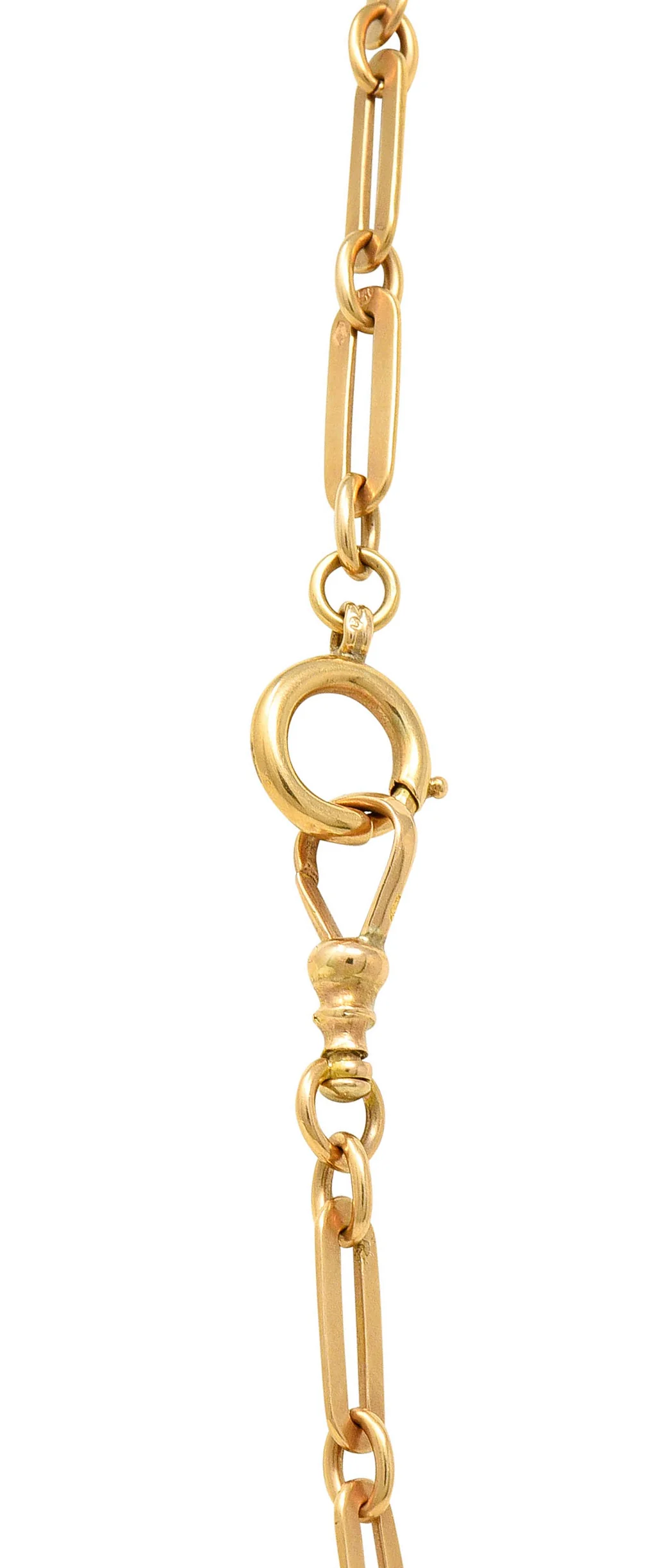 Victorian Austrian-Hungarian 14 Karat Rose Gold Chain Link Lariat Necklace - Image 6