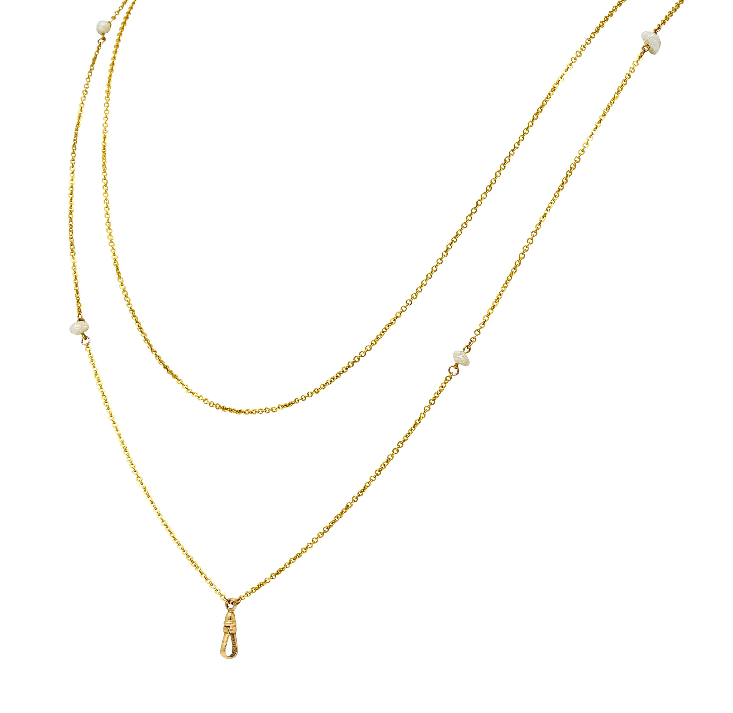 Victorian Baroque Pearl 10 Karat Gold 54 Inch Long Chain Necklace - Image 8
