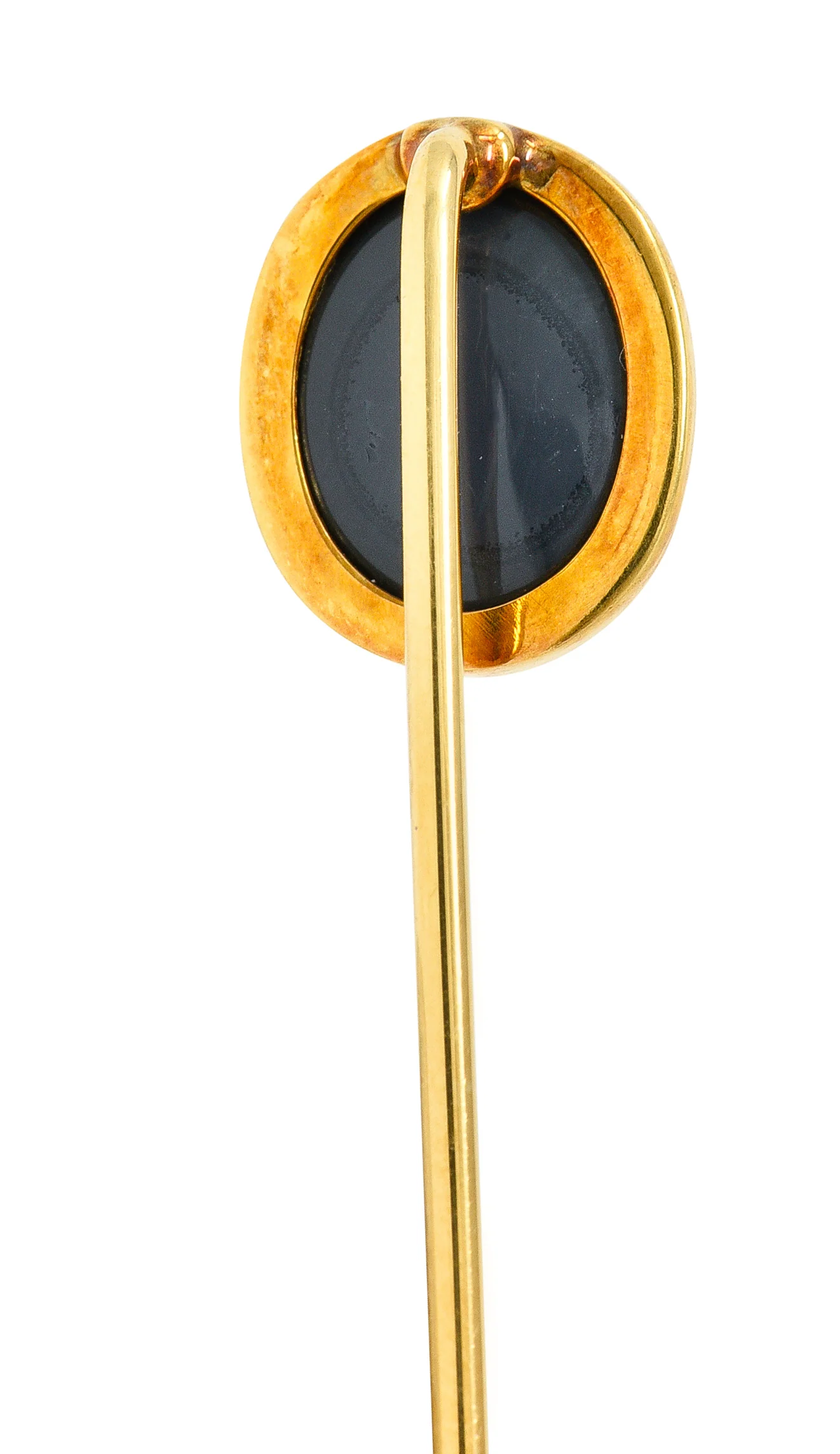 Victorian Black Opal Cabochon 18 Karat Gold Oval Stickpin GIA - Image 4