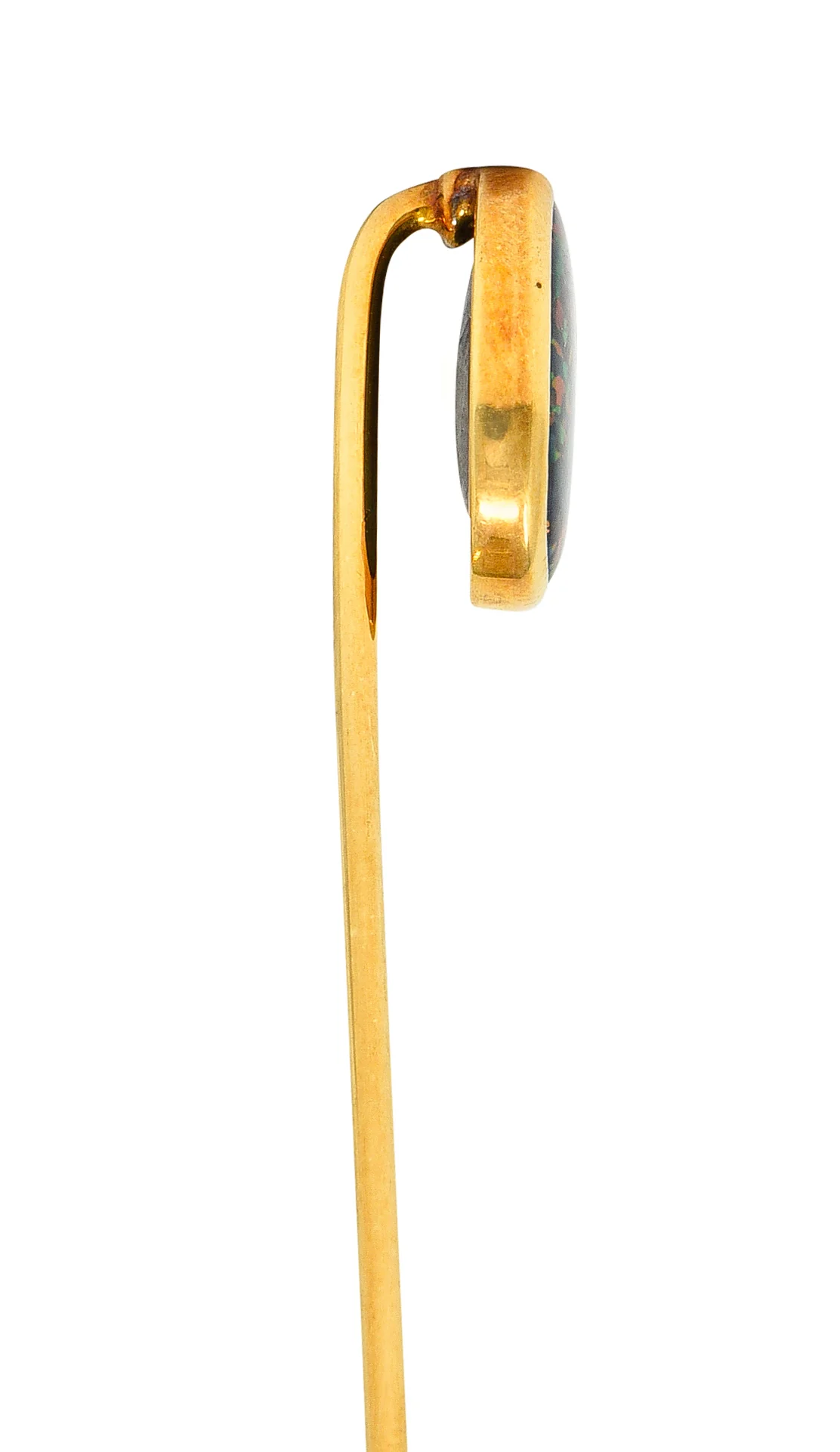 Victorian Black Opal Cabochon 18 Karat Gold Oval Stickpin GIA - Image 5