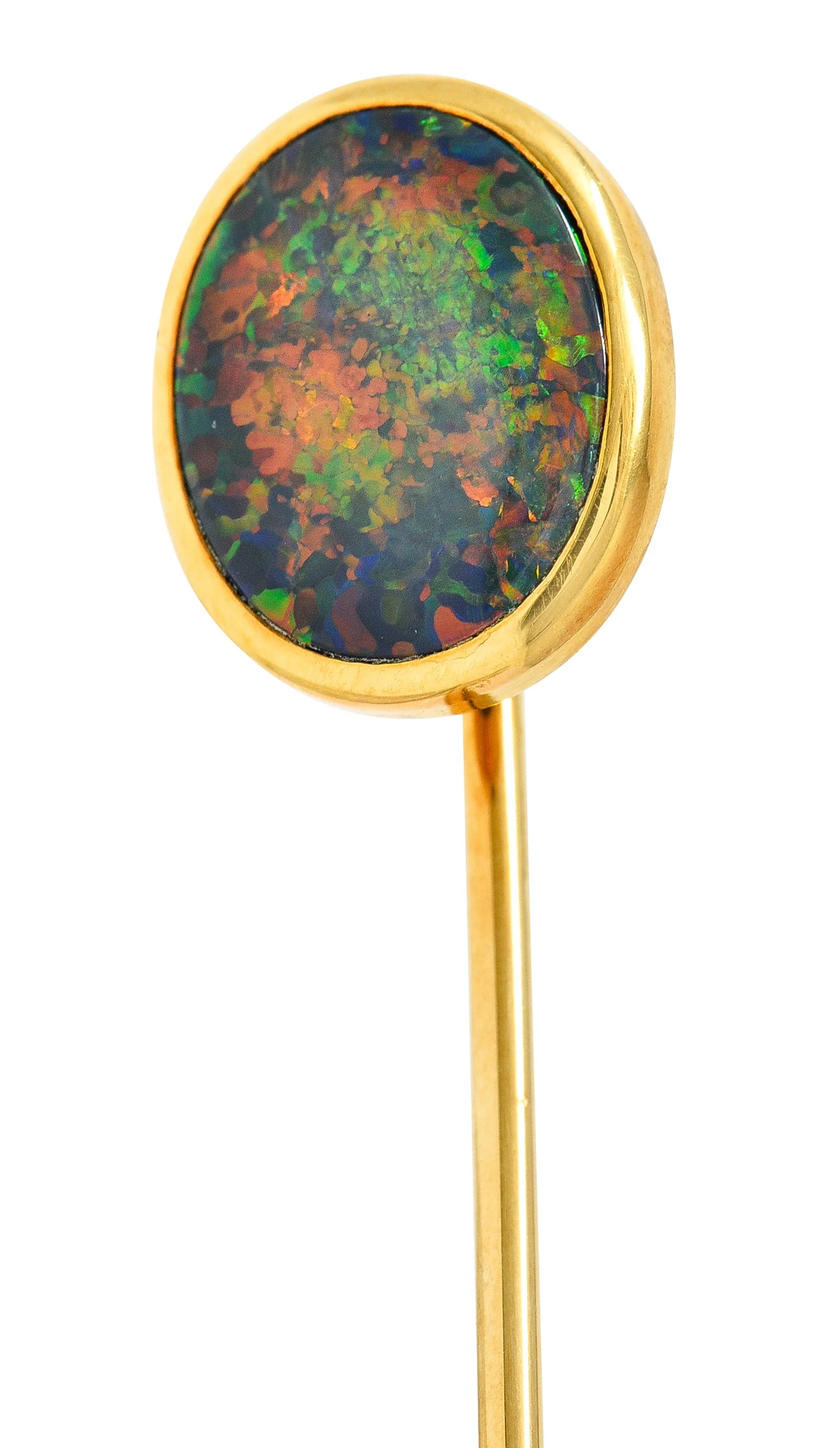Victorian Black Opal Cabochon 18 Karat Gold Oval Stickpin GIA - Image 6