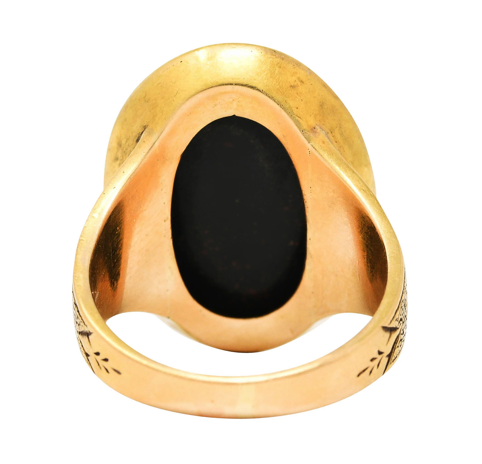 Victorian Bloodstone 18 Karat Gold Intaglio Monogram Signet Unisex Ring - Image 4