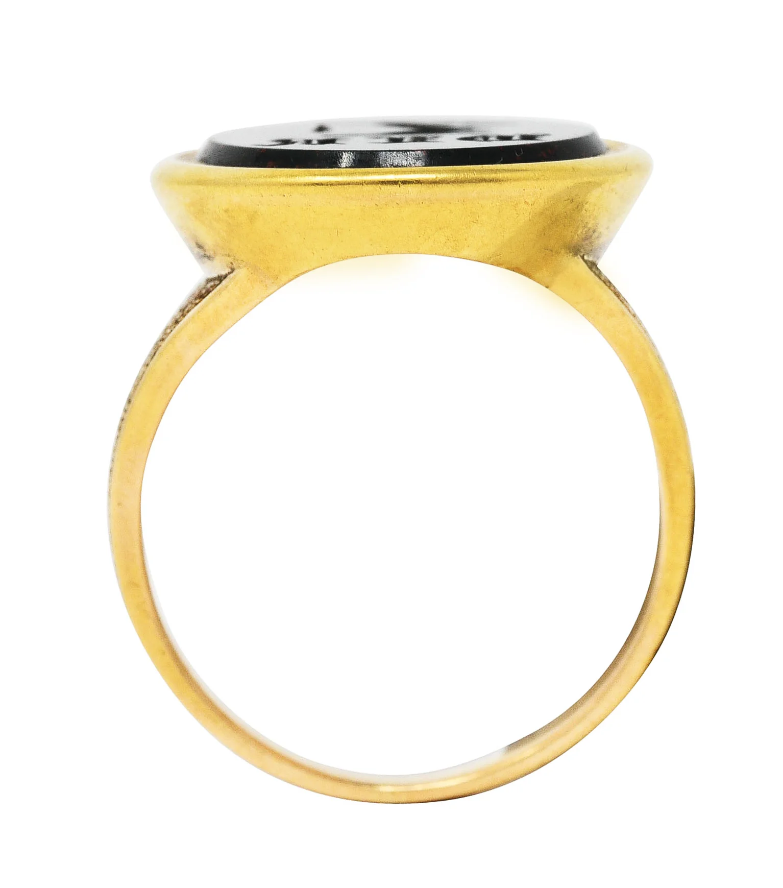 Victorian Bloodstone 18 Karat Gold Intaglio Monogram Signet Unisex Ring - Image 7