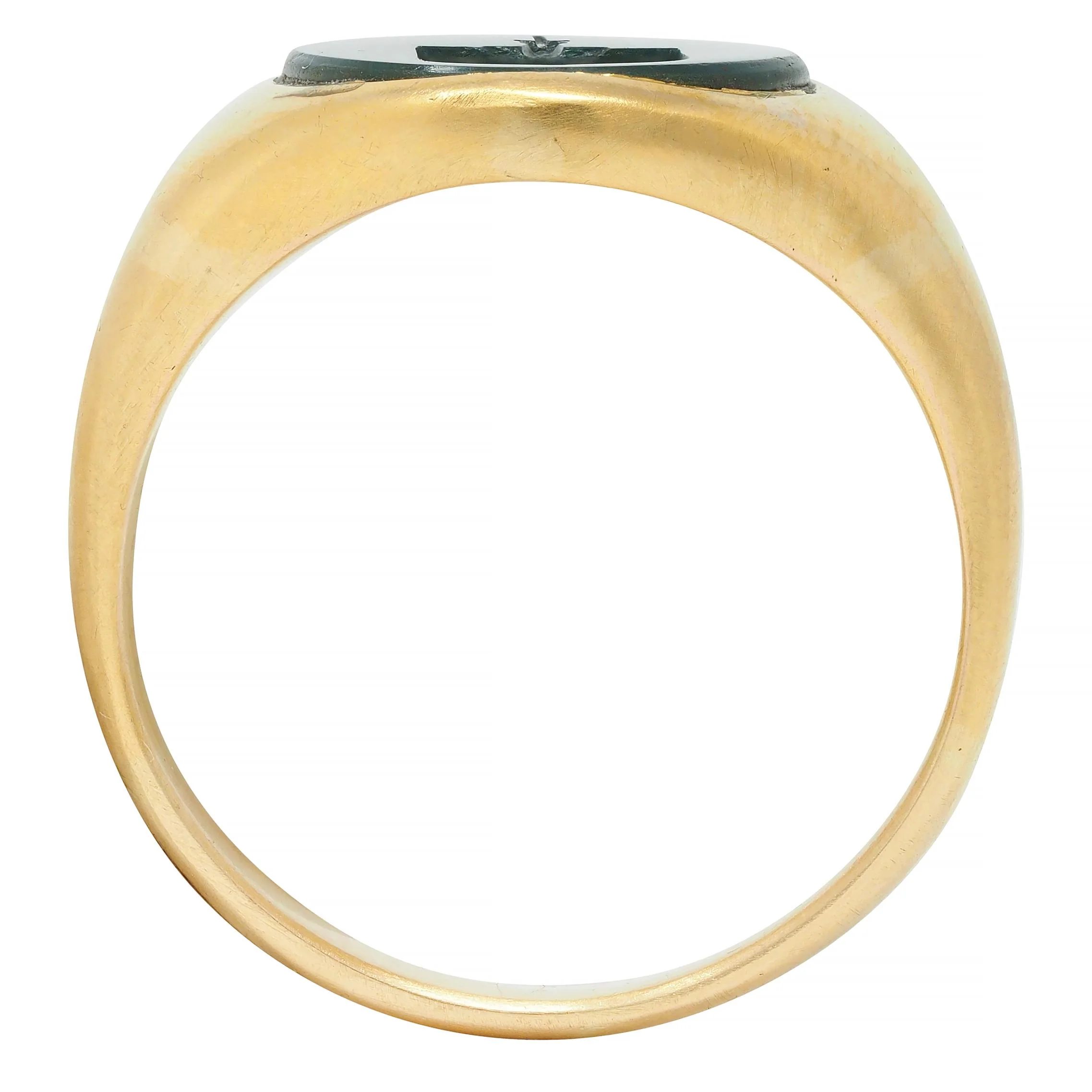 Victorian Bloodstone 18K Yellow Gold Crest Antique Unisex Shield Signet Ring - Image 8