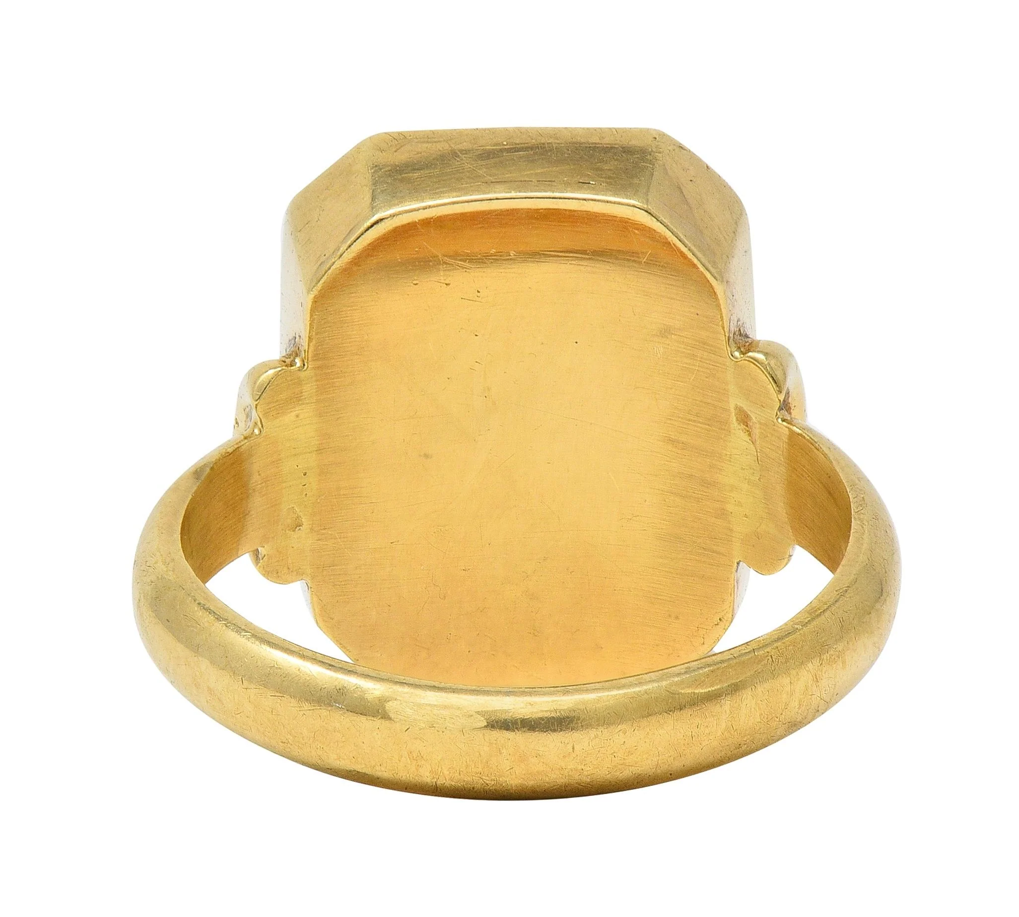 Victorian Blue Sardonyx 14 Karat Yellow Gold Antique Heraldry Intaglio Signet Ring - Image 3