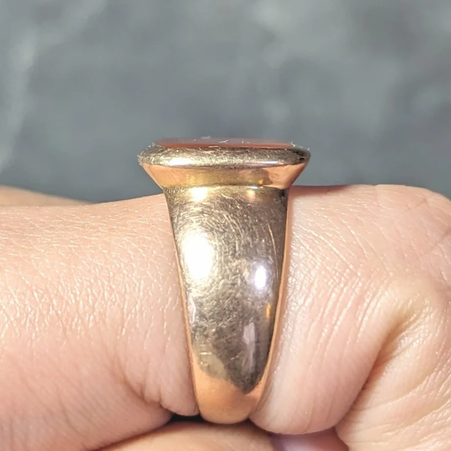 Victorian Carnelian 14 Karat Rose Gold Antique Unisex Signet Ring - Image 12