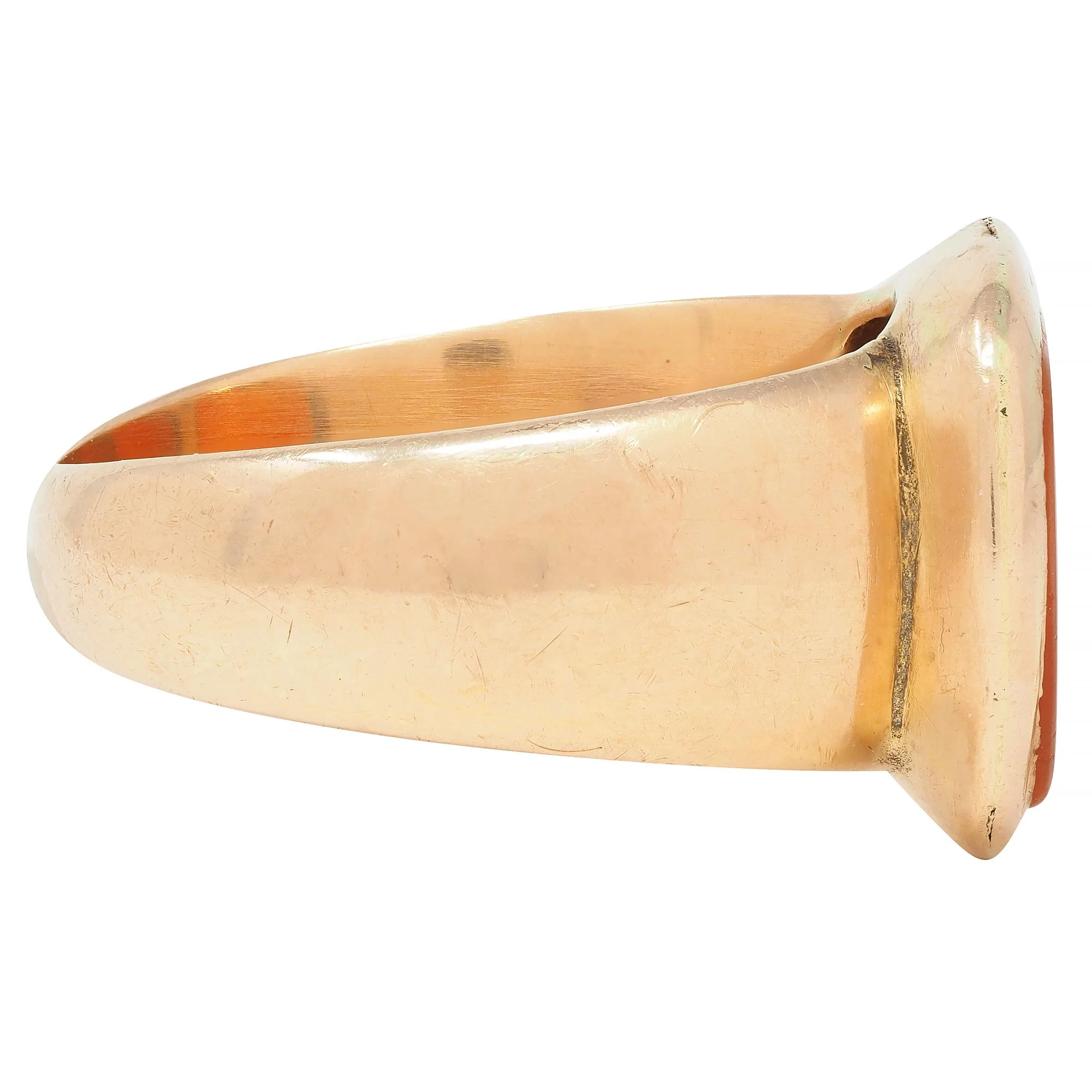 Victorian Carnelian 14 Karat Rose Gold Antique Unisex Signet Ring - Image 3