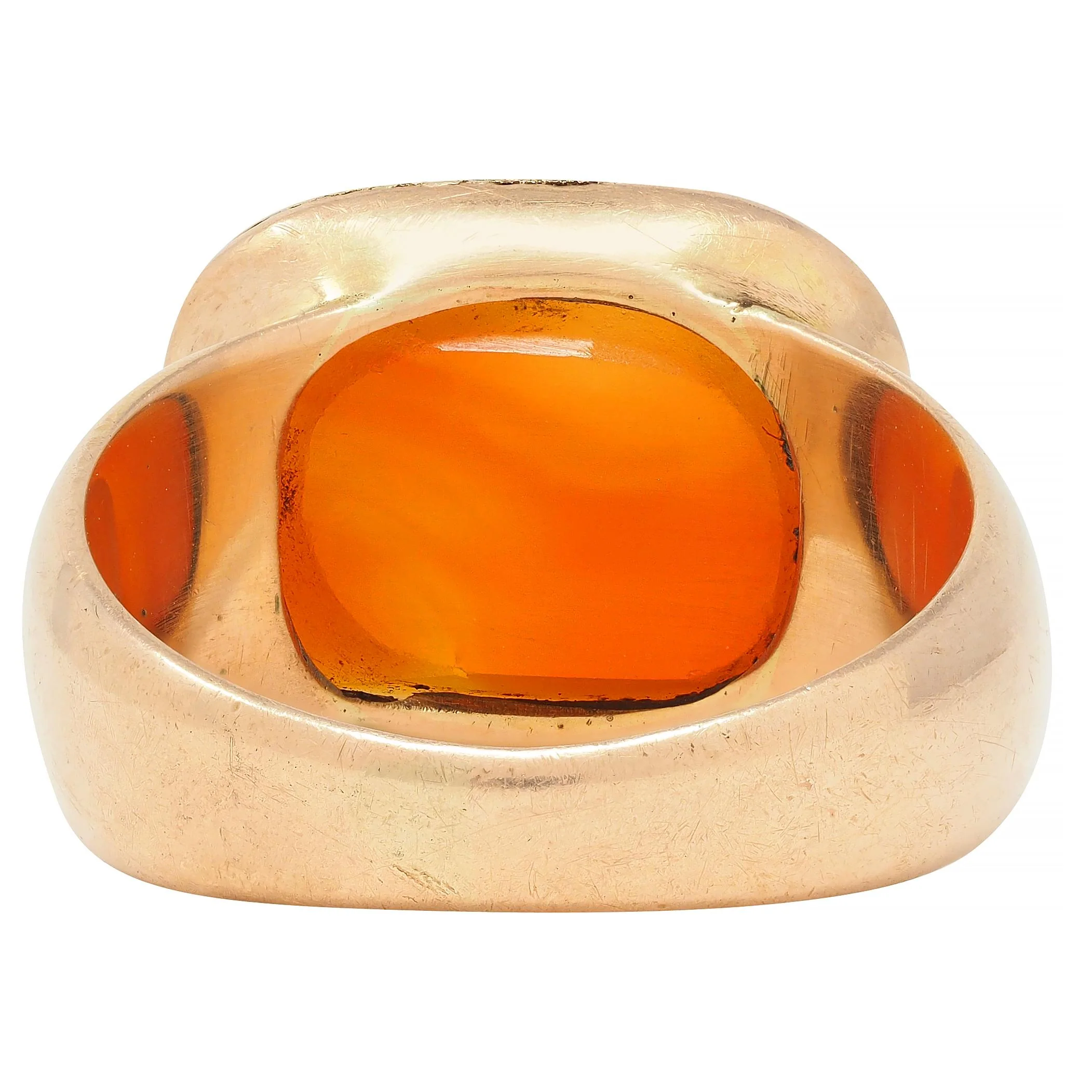 Victorian Carnelian 14 Karat Rose Gold Antique Unisex Signet Ring - Image 4