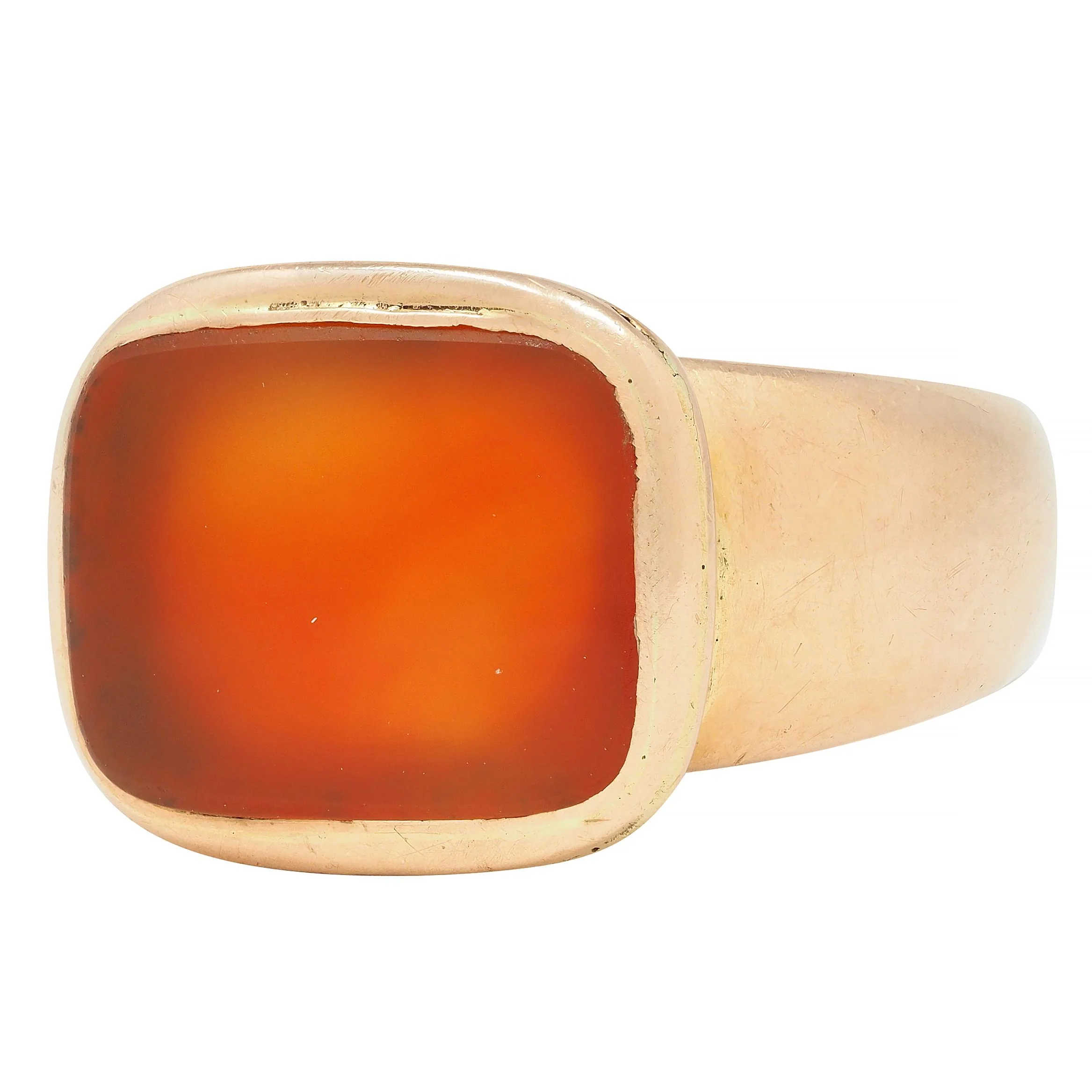 Victorian Carnelian 14 Karat Rose Gold Antique Unisex Signet Ring - Image 6