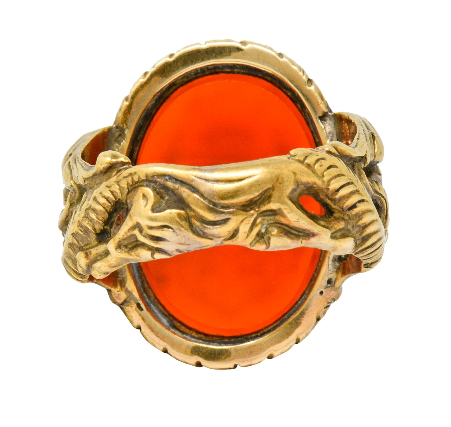 Victorian Carnelian Intaglio 14 Karat Gold Heraldry Men's Dragon Signet Ring - Image 4