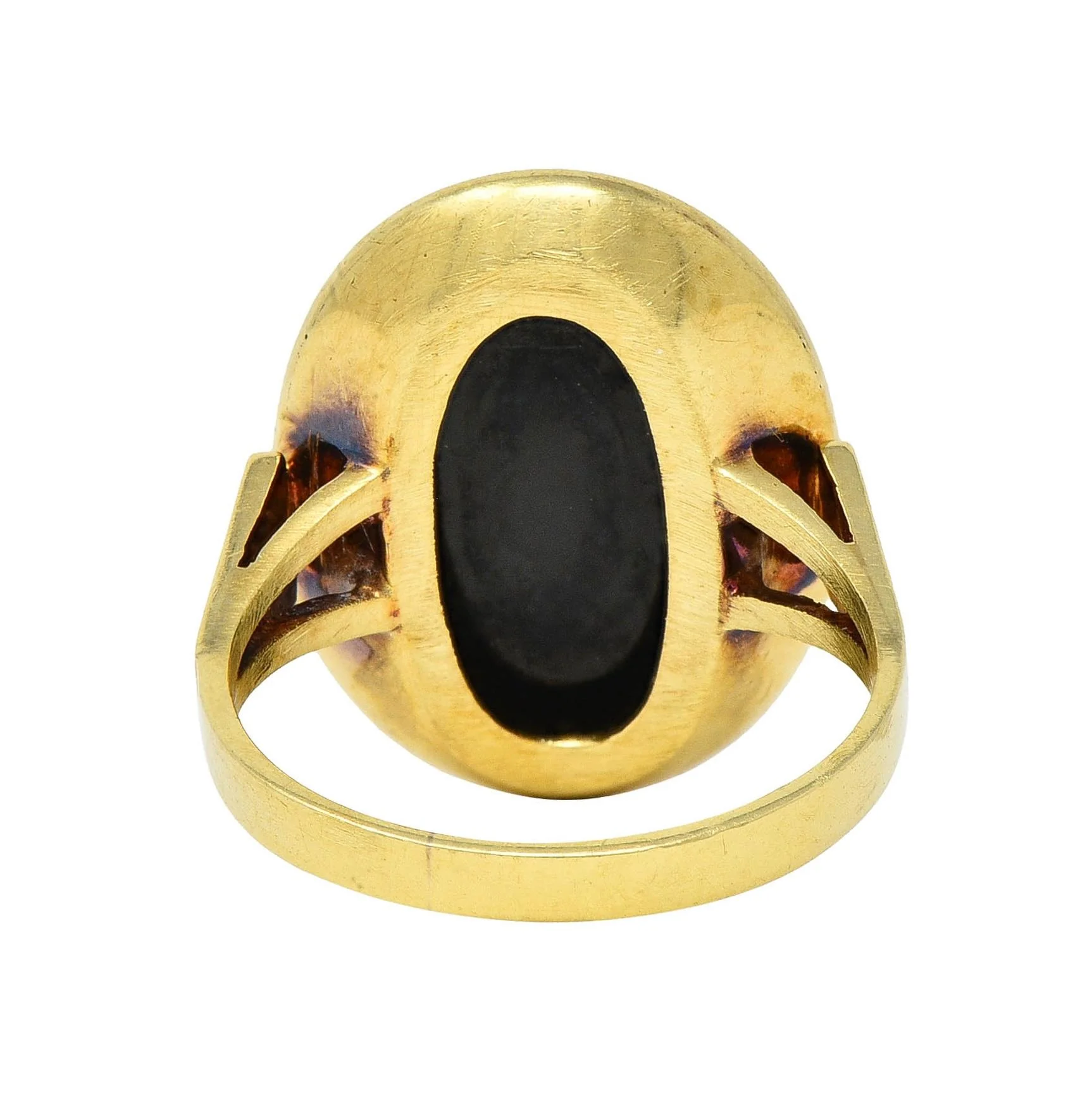Victorian Carved Agate 14 Karat Yellow Gold Antique Heraldic Intaglio Unisex Signet Ring - Image 4