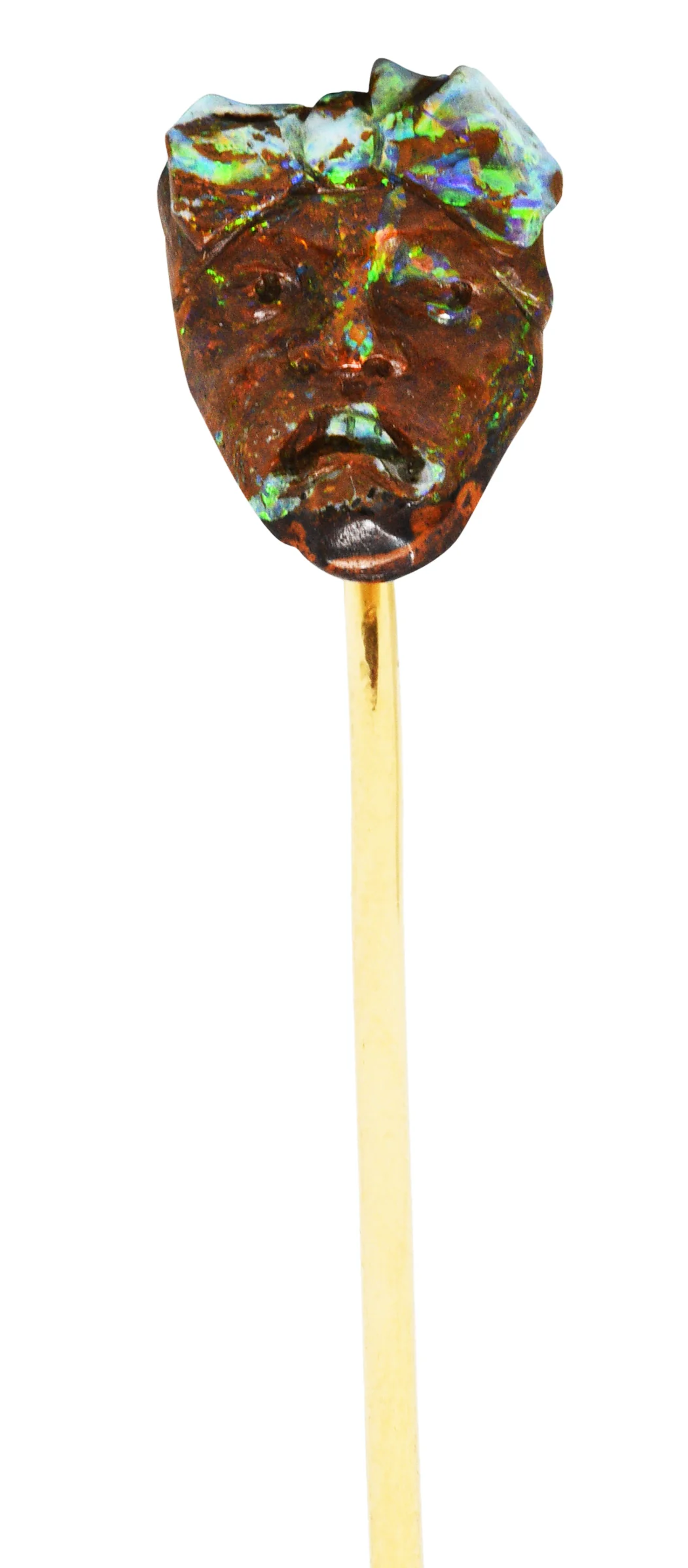 Victorian Carved Boulder Opal 14 Karat Gold Stickpin