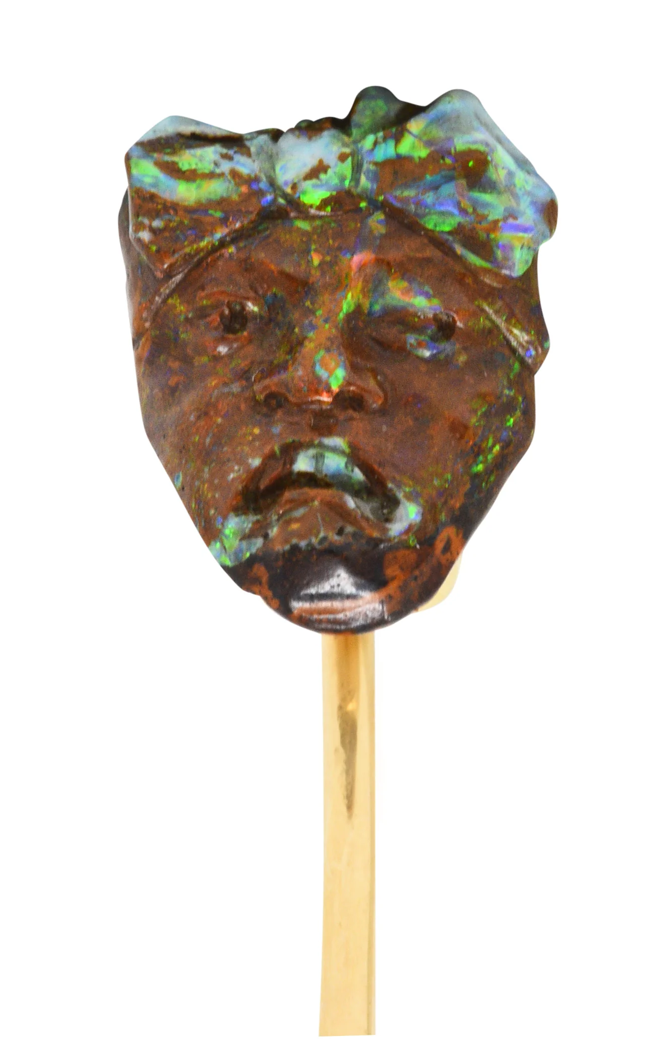 Victorian Carved Boulder Opal 14 Karat Gold Stickpin - Image 6