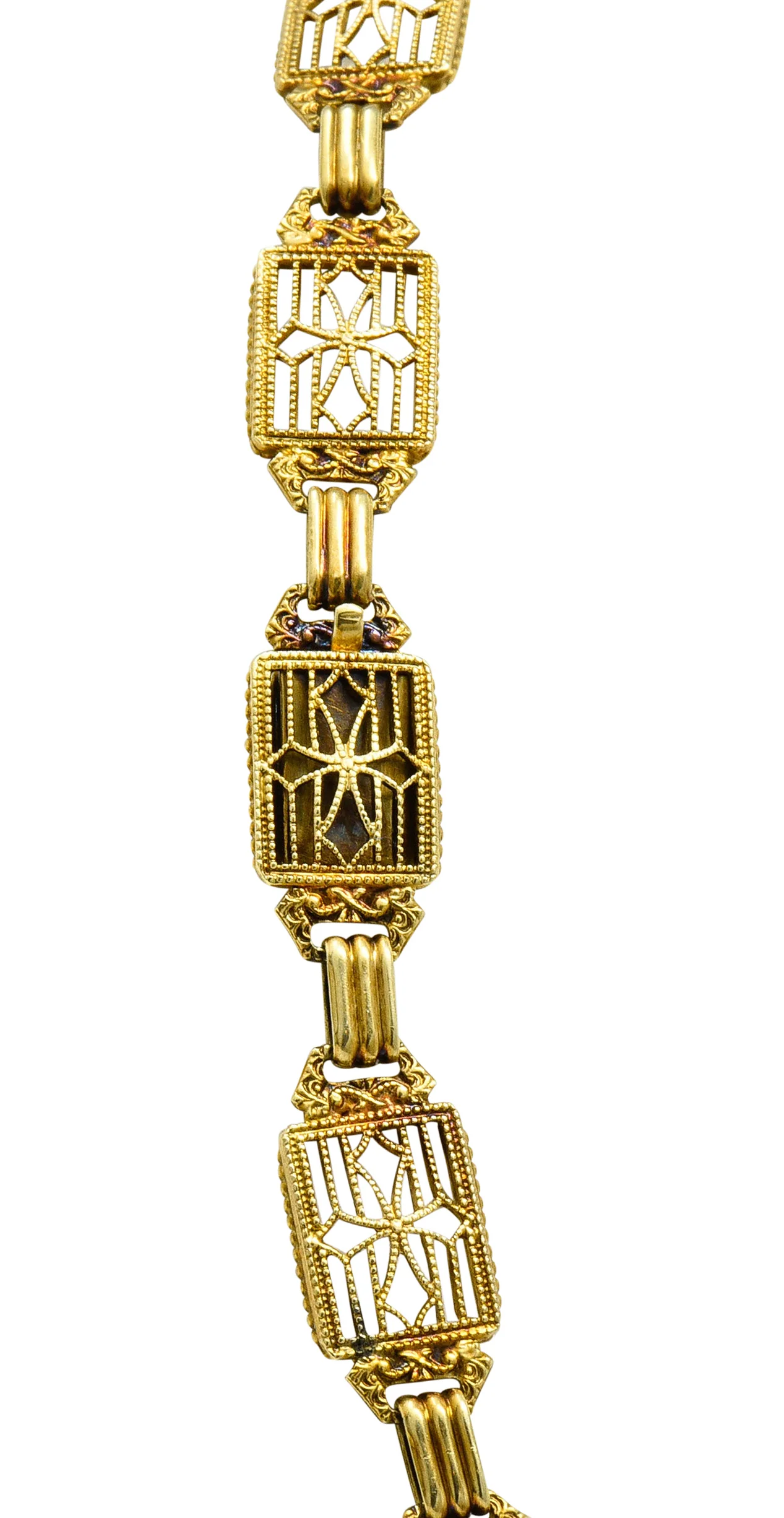 Victorian Carved Rutilated Amethyst 14 Karat Gold Drop Necklace - Image 6