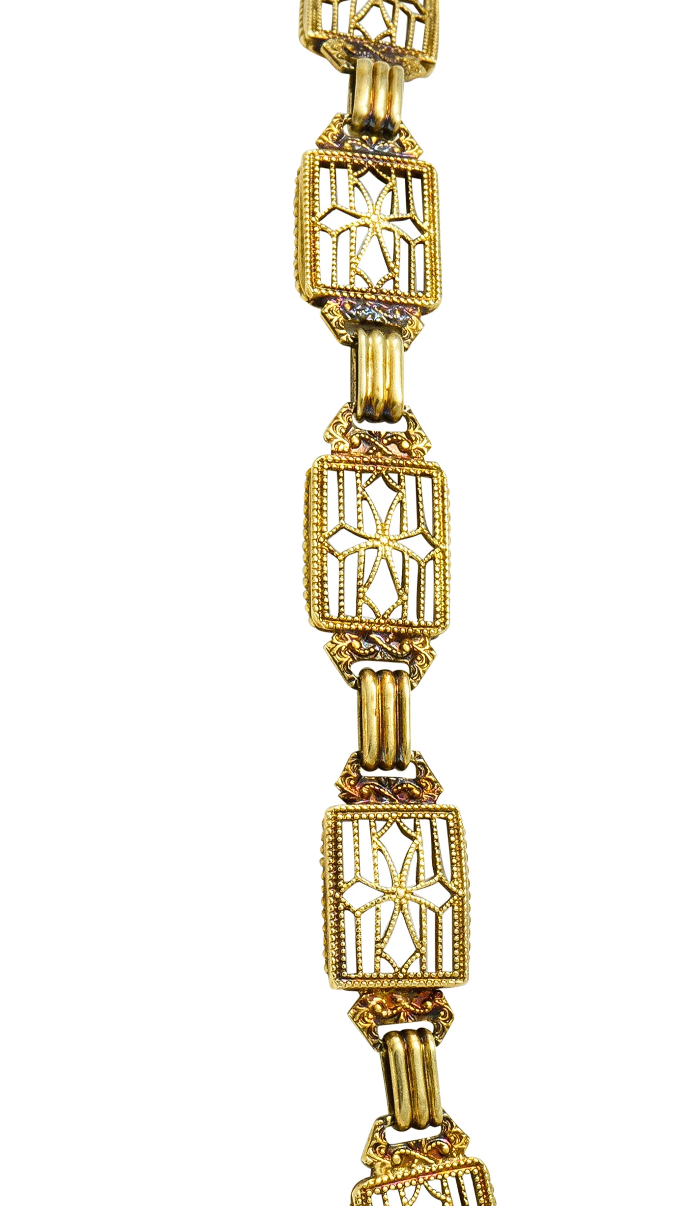 Victorian Carved Rutilated Amethyst 14 Karat Gold Drop Necklace - Image 7