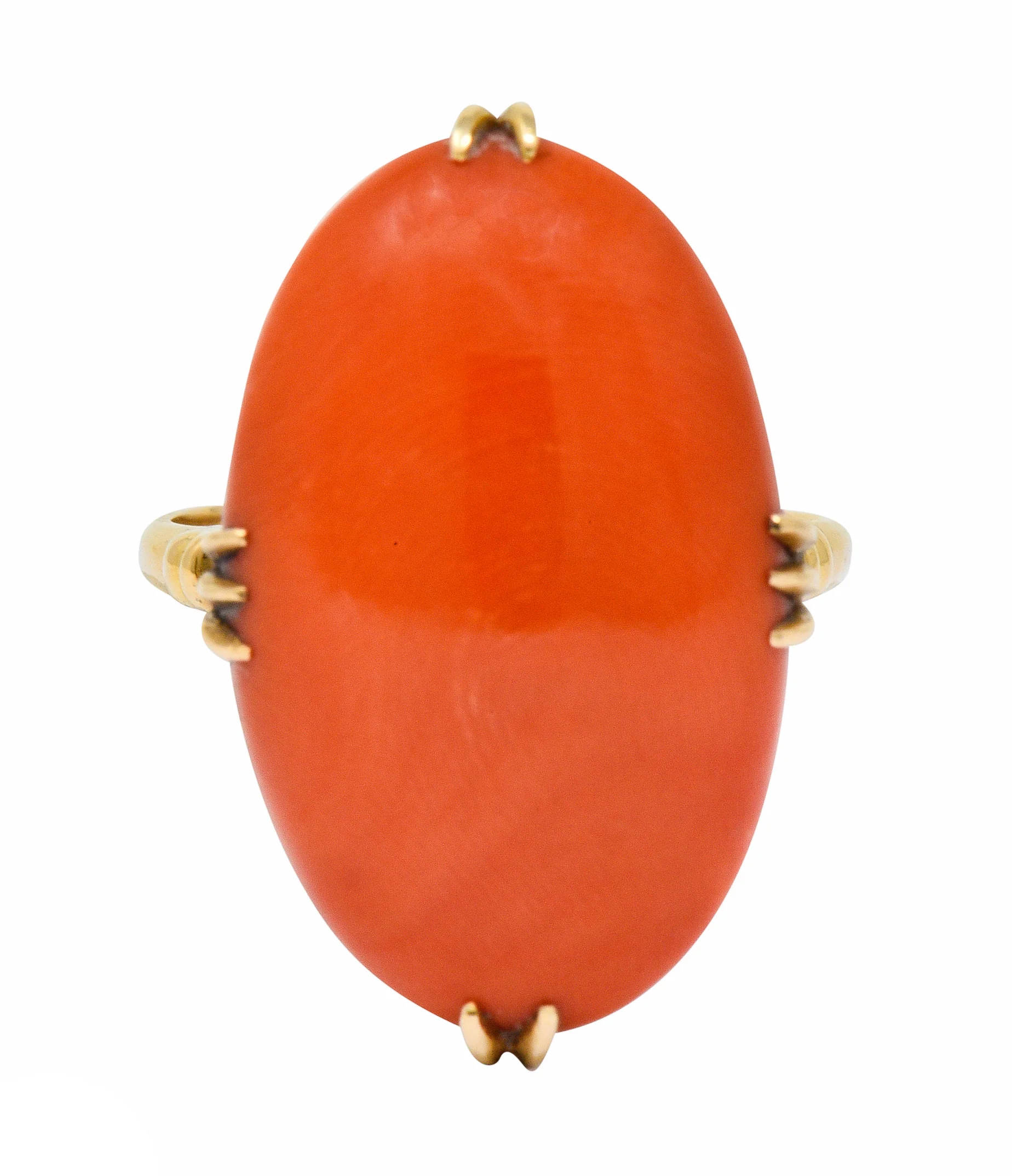 Victorian Coral Cabochon 18 Karat Gold Ring Circa 1900