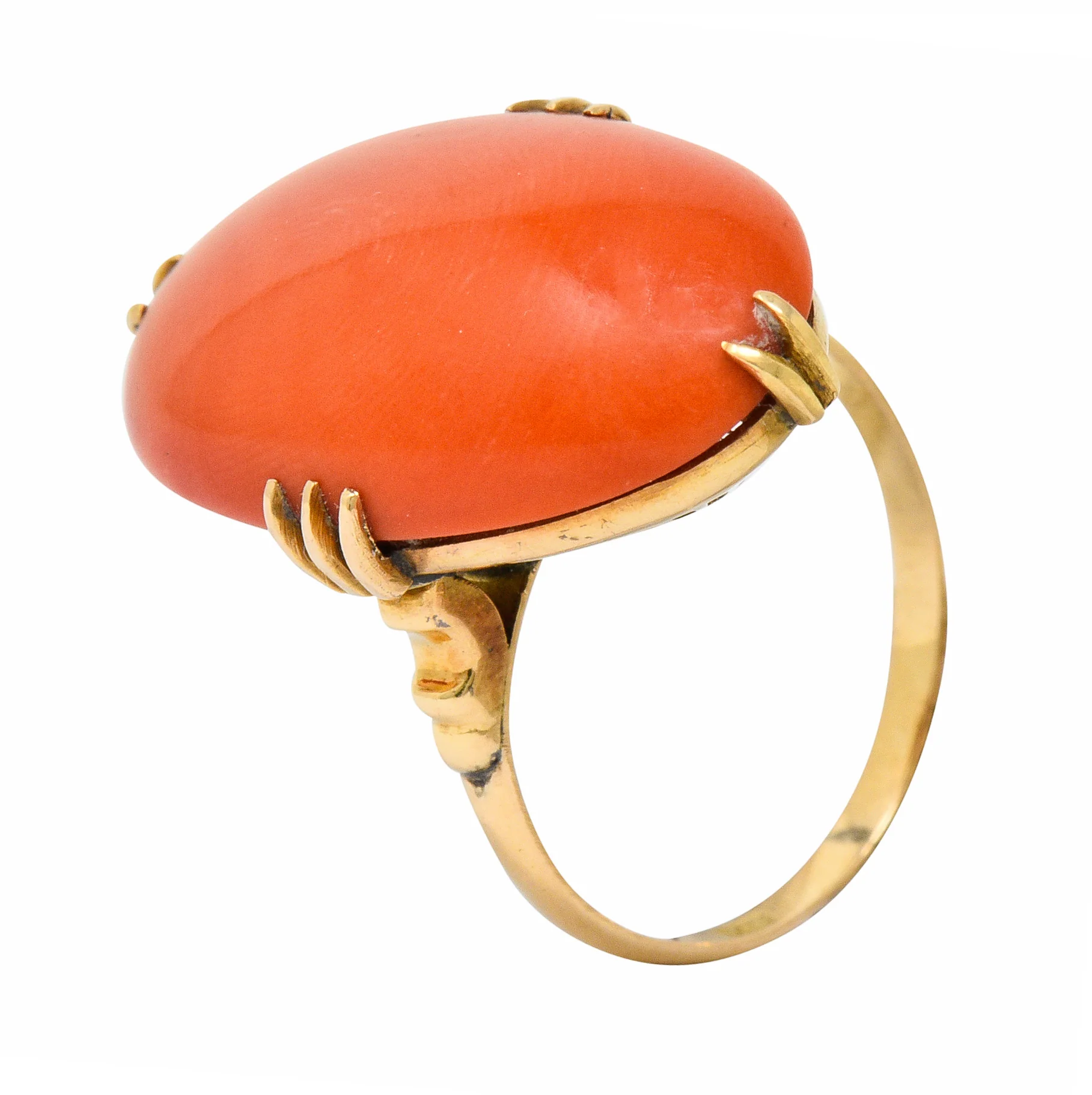 Victorian Coral Cabochon 18 Karat Gold Ring Circa 1900 - Image 10