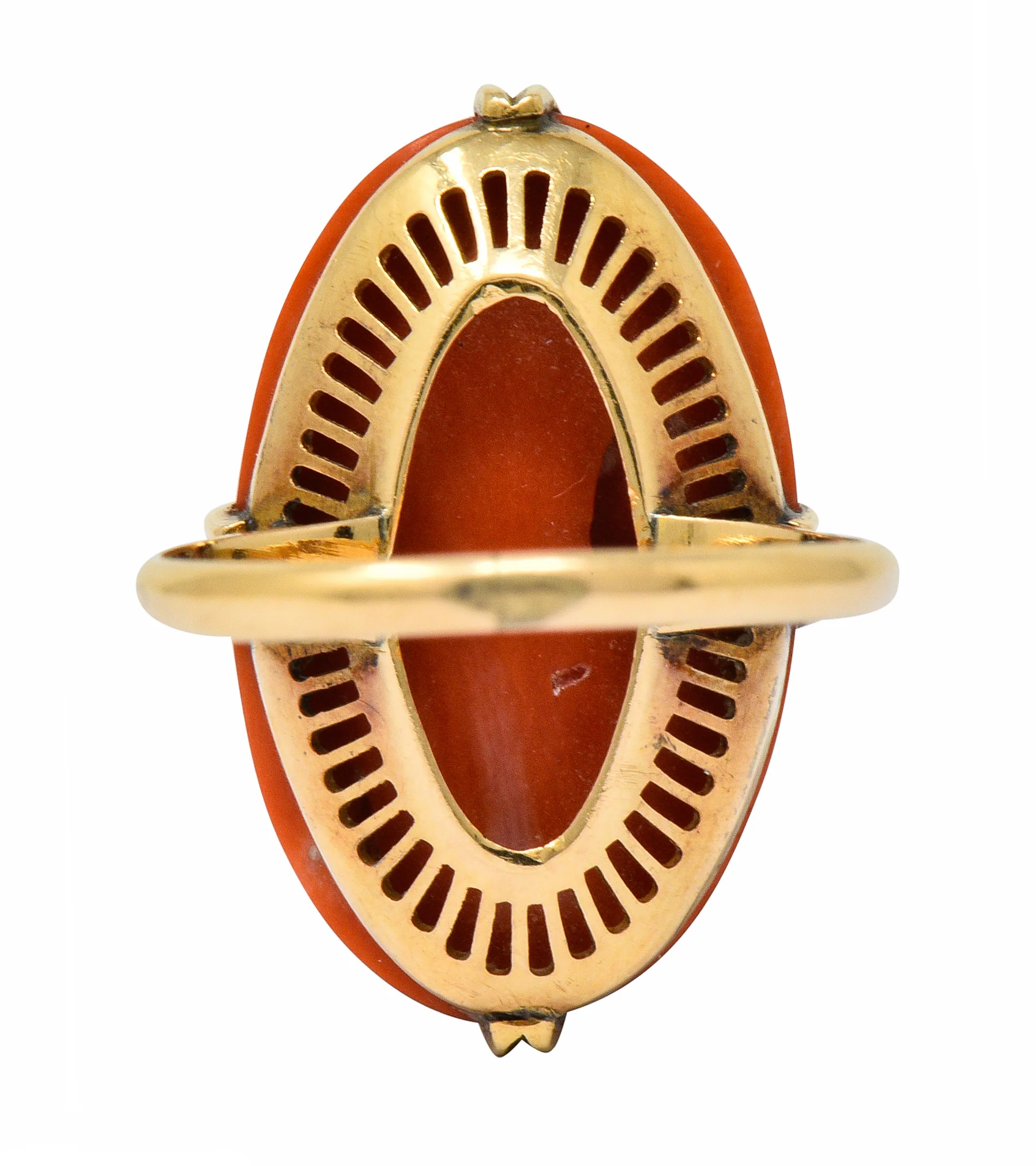 Victorian Coral Cabochon 18 Karat Gold Ring Circa 1900 - Image 5