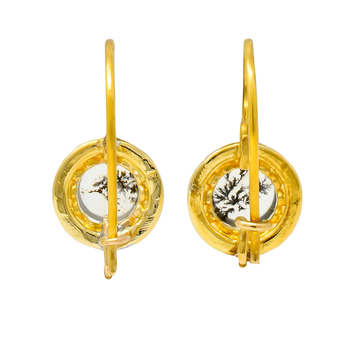 Victorian Dendritic Agate 18 Karat Gold Articulated Day Night Drop Earrings - Image 7