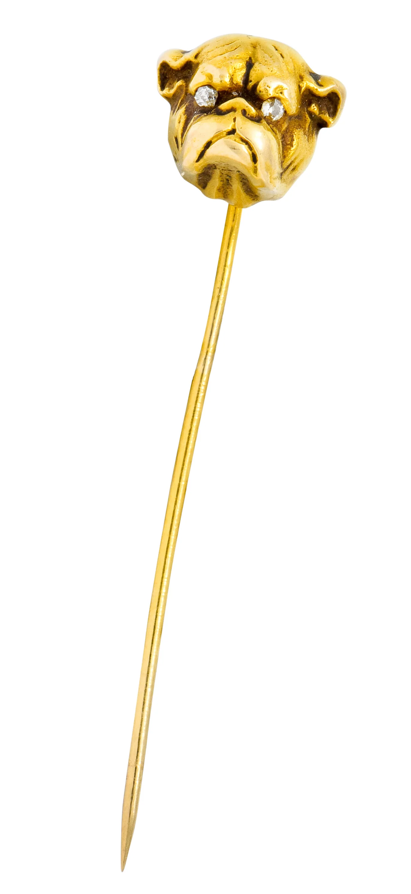 Victorian Diamond 14 Karat Gold Bulldog Stickpin - Image 8