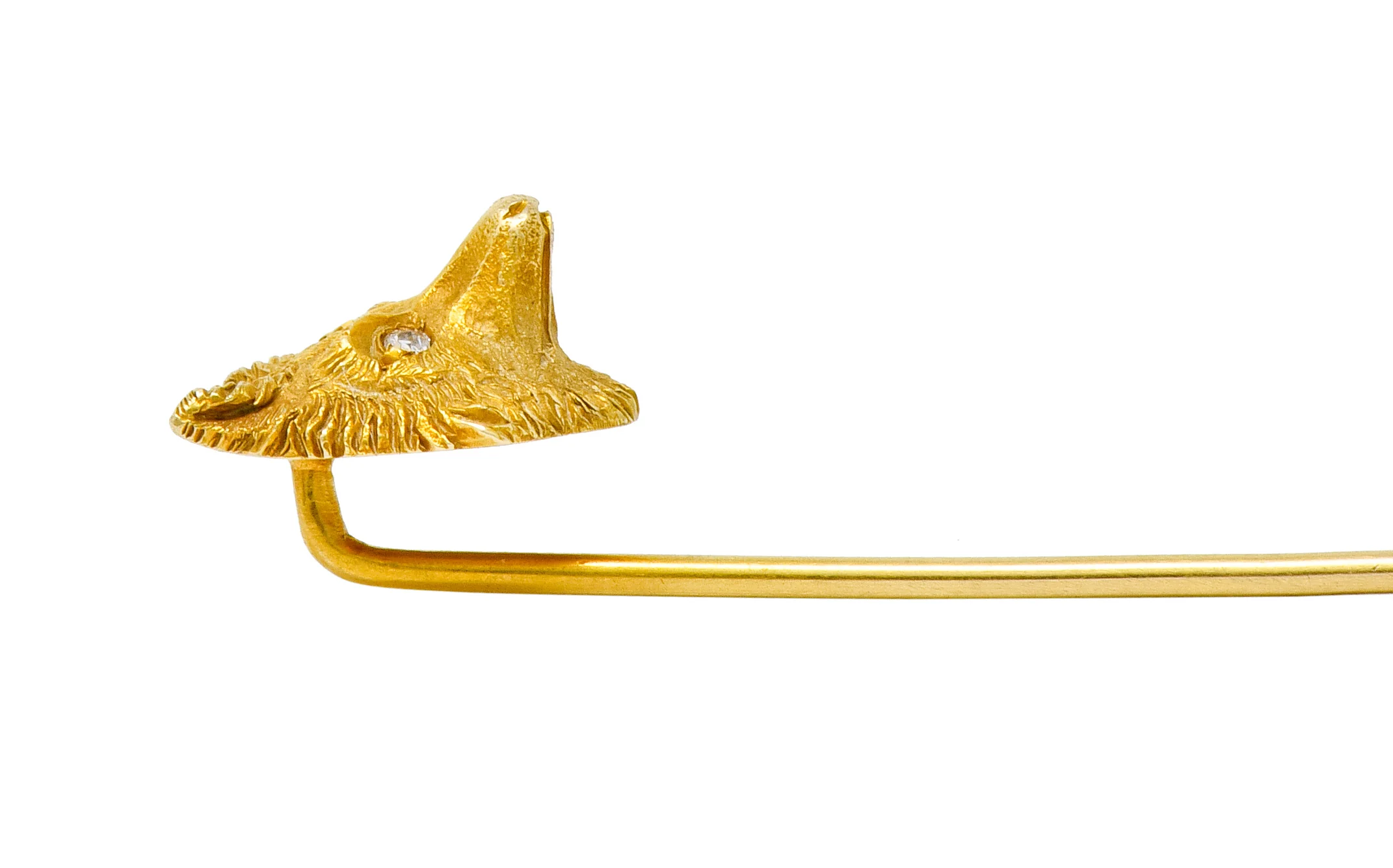 Victorian Diamond 14 Karat Gold Fox Stickpin Circa 1900 - Image 6